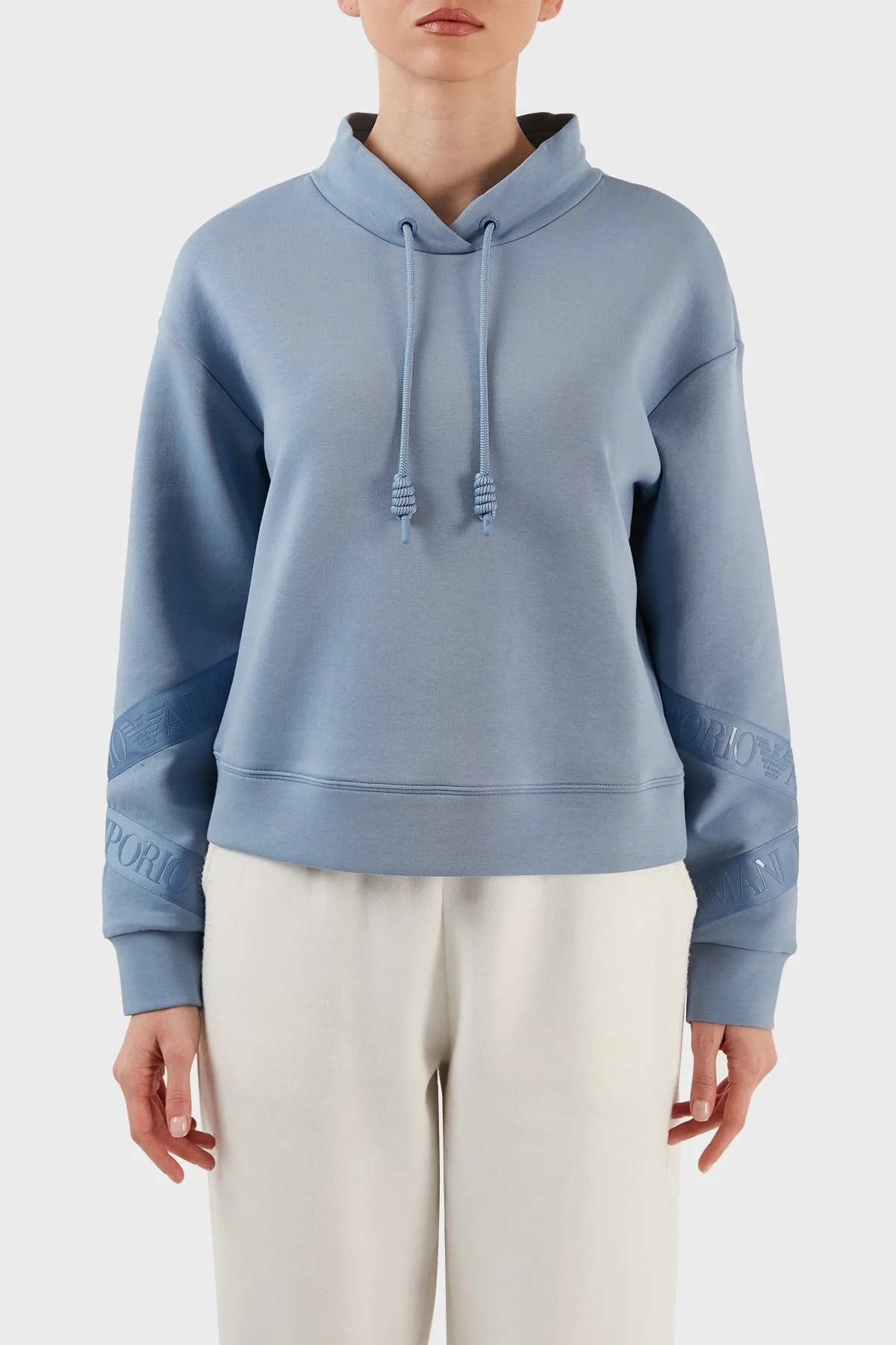 Emporio Armani Regular Fit Dik Yaka Pamuklu Bayan Sweat 6L2M6E 1JHSZ 0730 MAVİ - 1