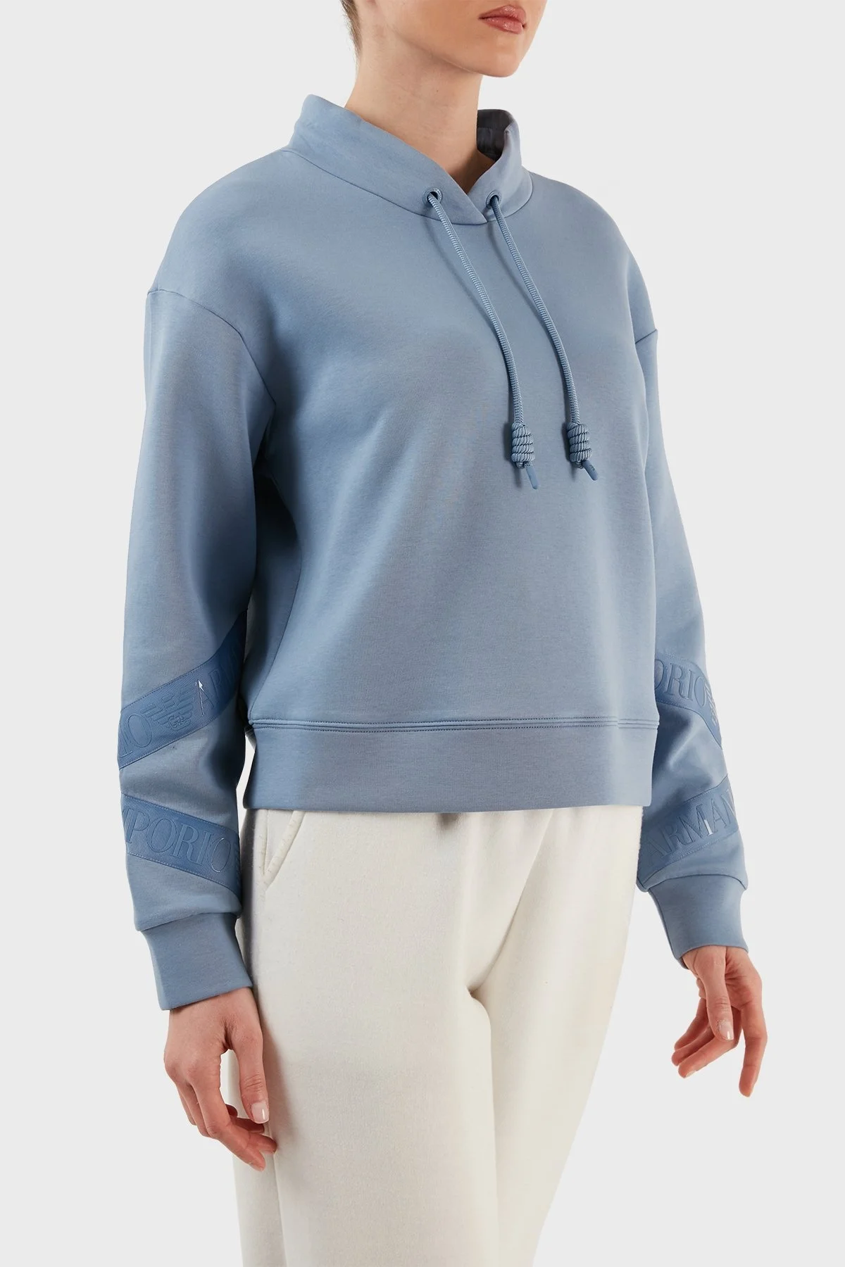 Emporio Armani Regular Fit Dik Yaka Pamuklu Bayan Sweat 6L2M6E 1JHSZ 0730 MAVİ - 2