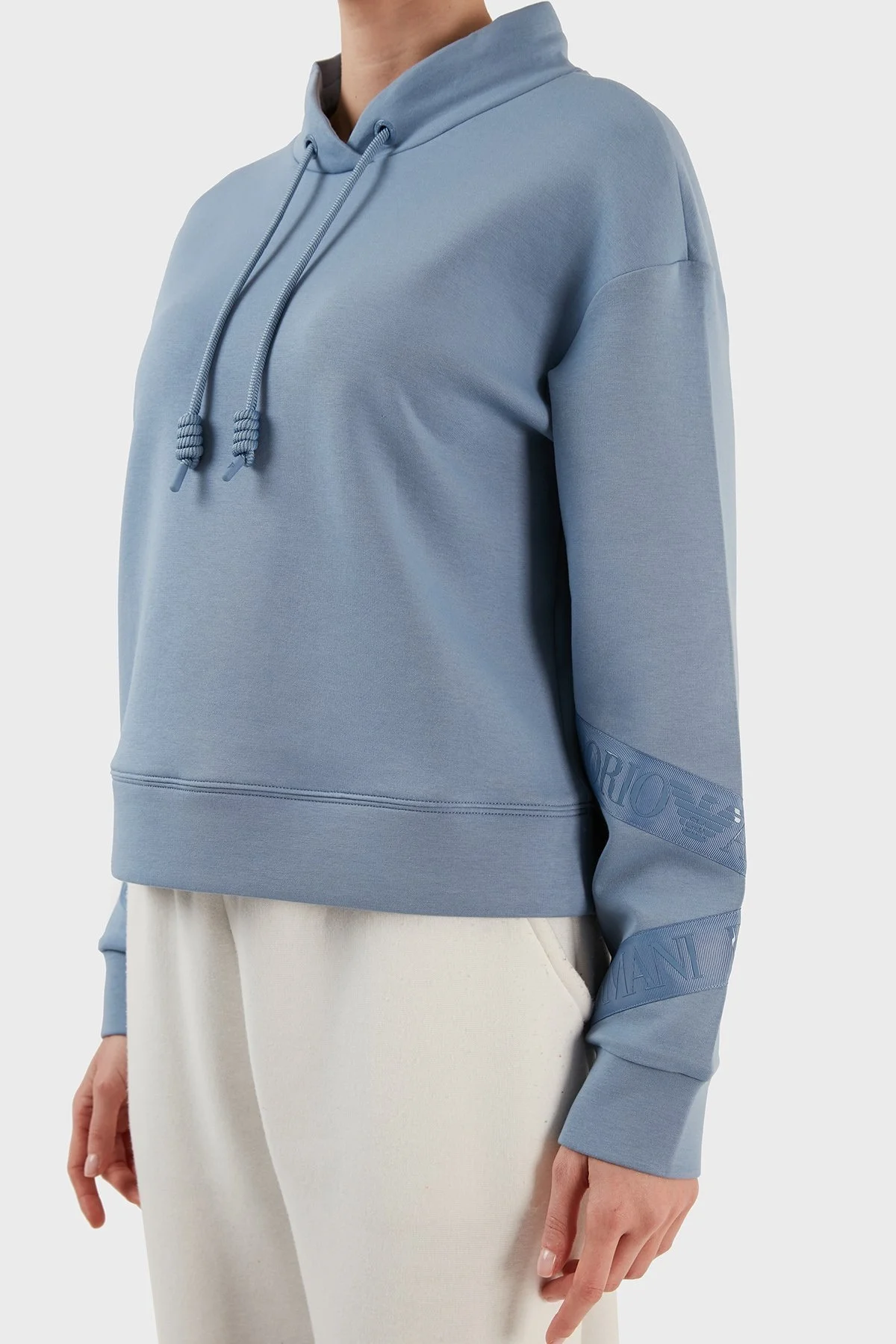 Emporio Armani Regular Fit Dik Yaka Pamuklu Bayan Sweat 6L2M6E 1JHSZ 0730 MAVİ - 3