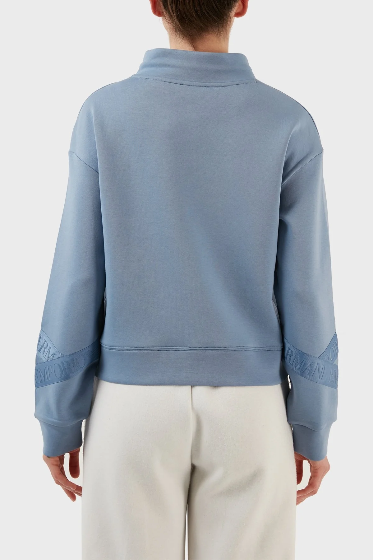 Emporio Armani Regular Fit Dik Yaka Pamuklu Bayan Sweat 6L2M6E 1JHSZ 0730 MAVİ - 5