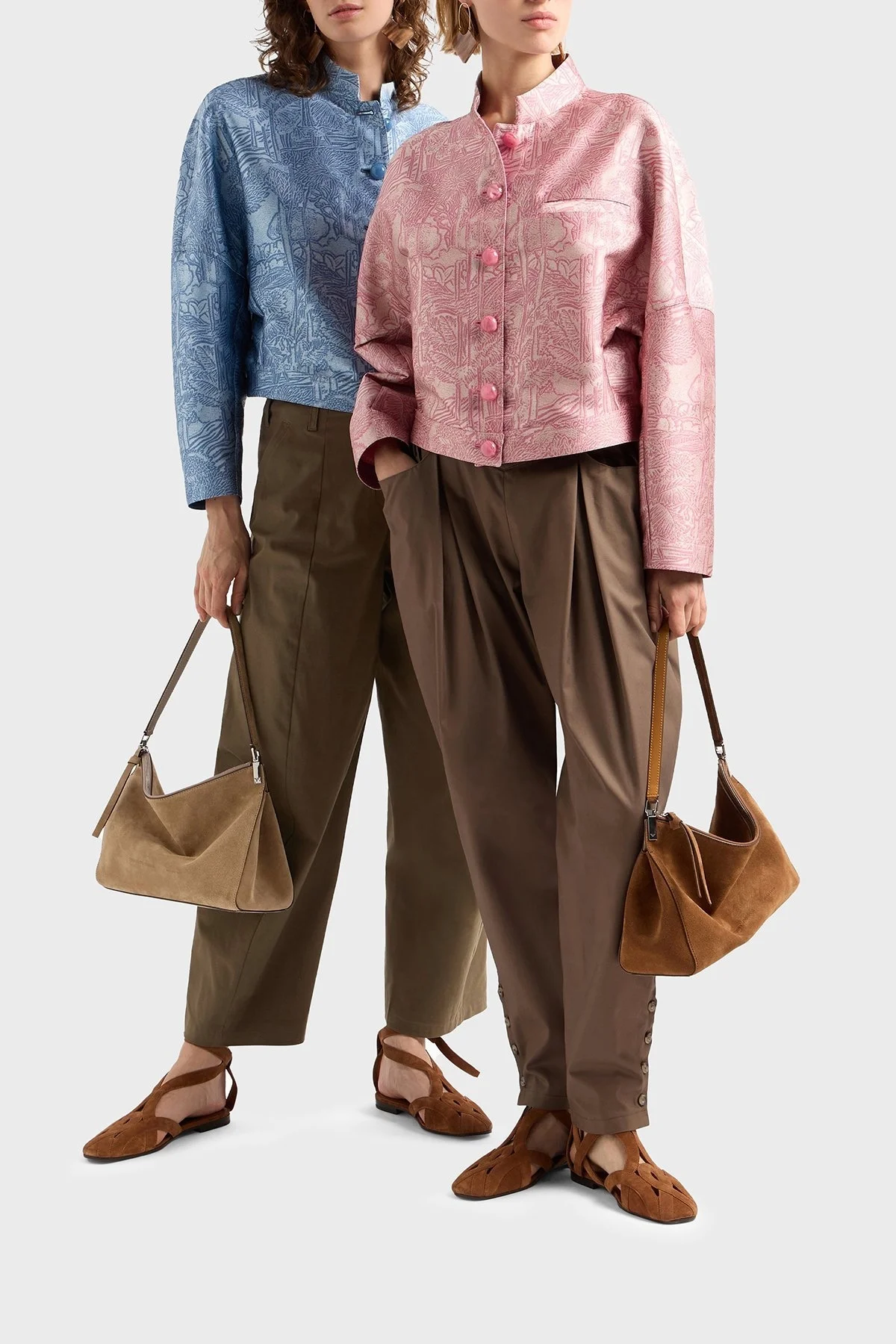 Emporio Armani Regular Fit Dik Yaka Tamamı Jakarlı Bayan Ceket EW001548 TE13445 F9024 AÇIK MAVİ - 9