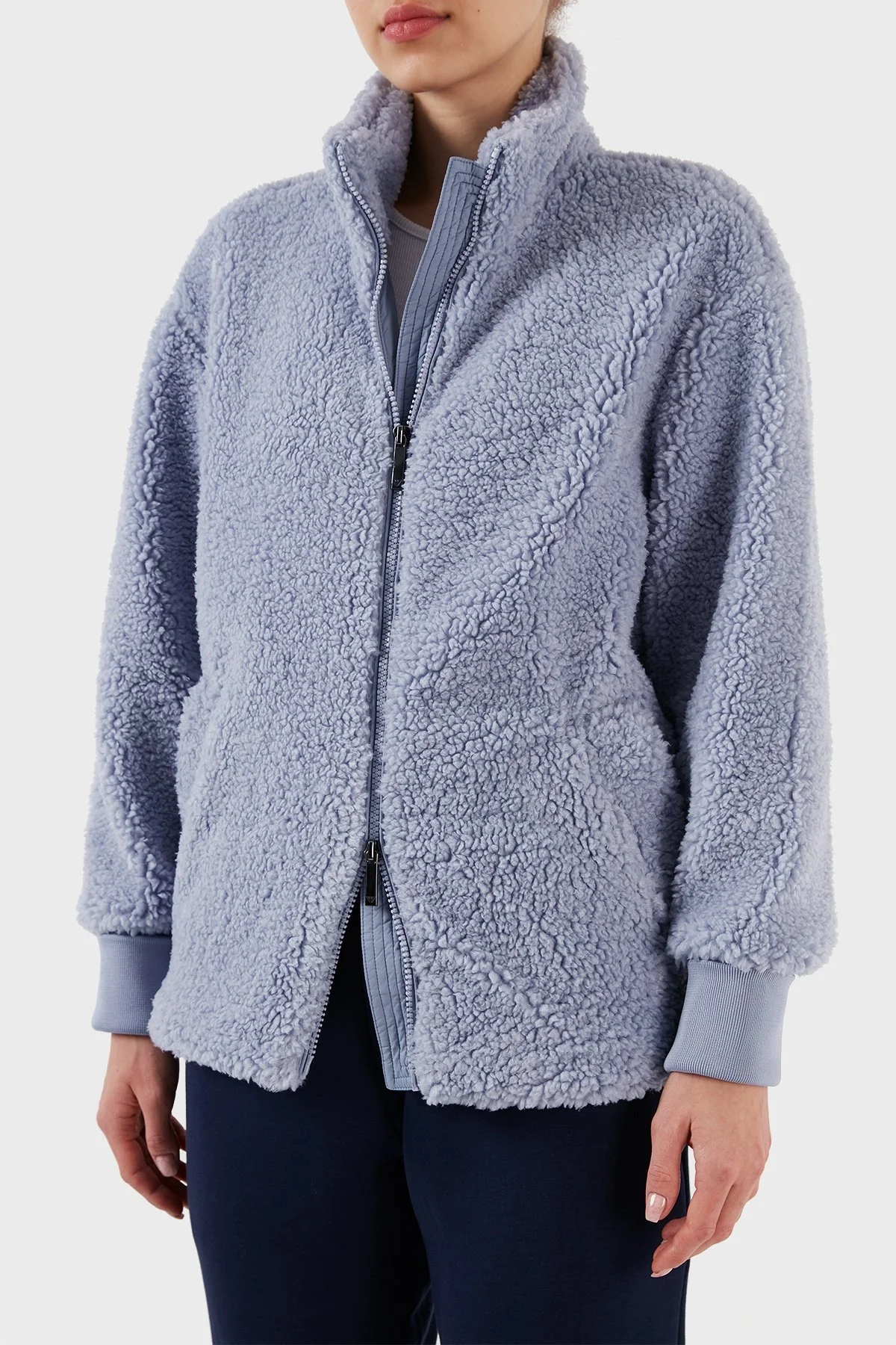 Emporio Armani Regular Fit Dik Yaka Teddy Bayan Ceket 6R2B6B 2JZQZ 0710 LİLA - 2