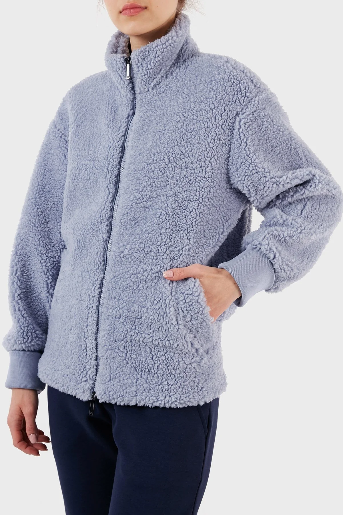 Emporio Armani Regular Fit Dik Yaka Teddy Bayan Ceket 6R2B6B 2JZQZ 0710 LİLA - 6