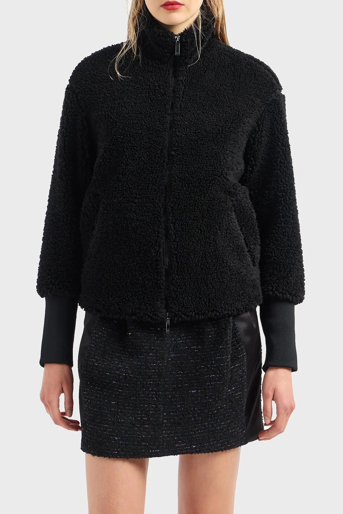 Emporio Armani Regular Fit Dik Yaka Teddy Bayan Ceket 6R2B6B 2JZQZ 0999 SİYAH - 1