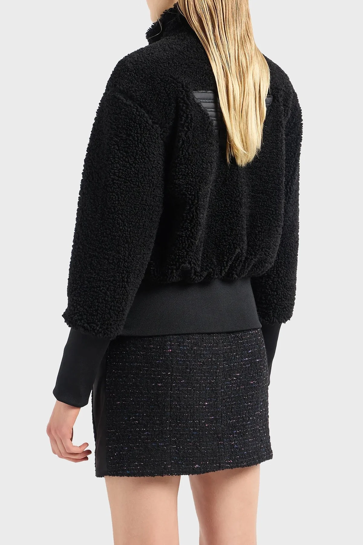 Emporio Armani Regular Fit Dik Yaka Teddy Bayan Ceket 6R2B6B 2JZQZ 0999 SİYAH - 2