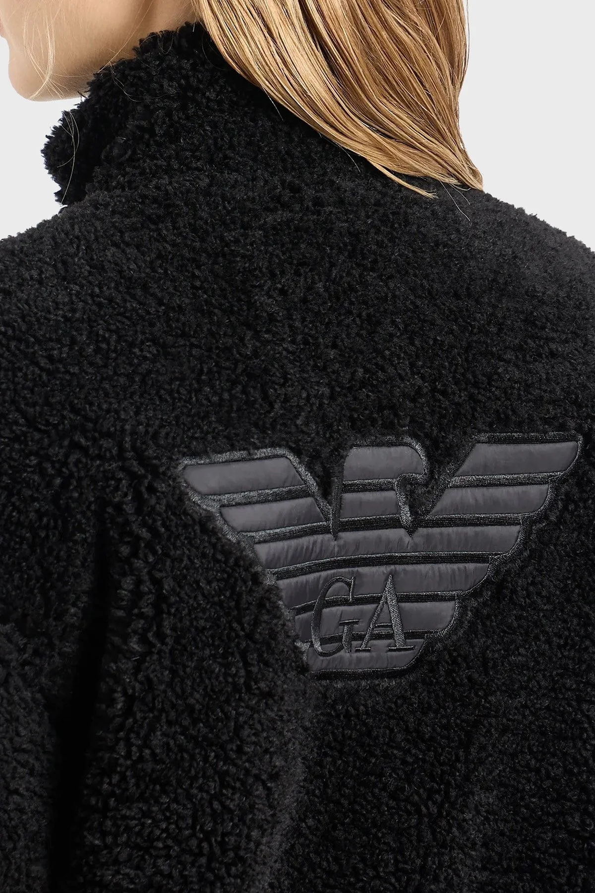 Emporio Armani Regular Fit Dik Yaka Teddy Bayan Ceket 6R2B6B 2JZQZ 0999 SİYAH - 4