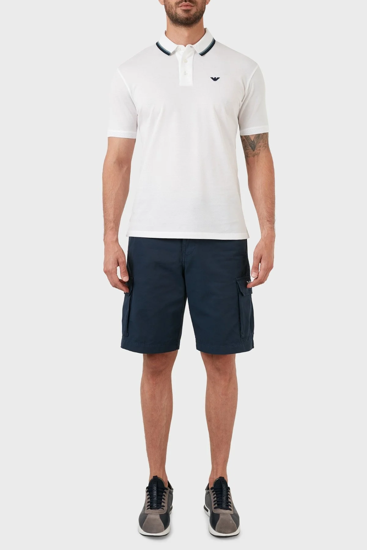 Emporio Armani Regular Fit Düğmeli % 100 Pamuk T Shirt Erkek Polo 3L1FAP 1JTKZ 0100 BEYAZ - 4