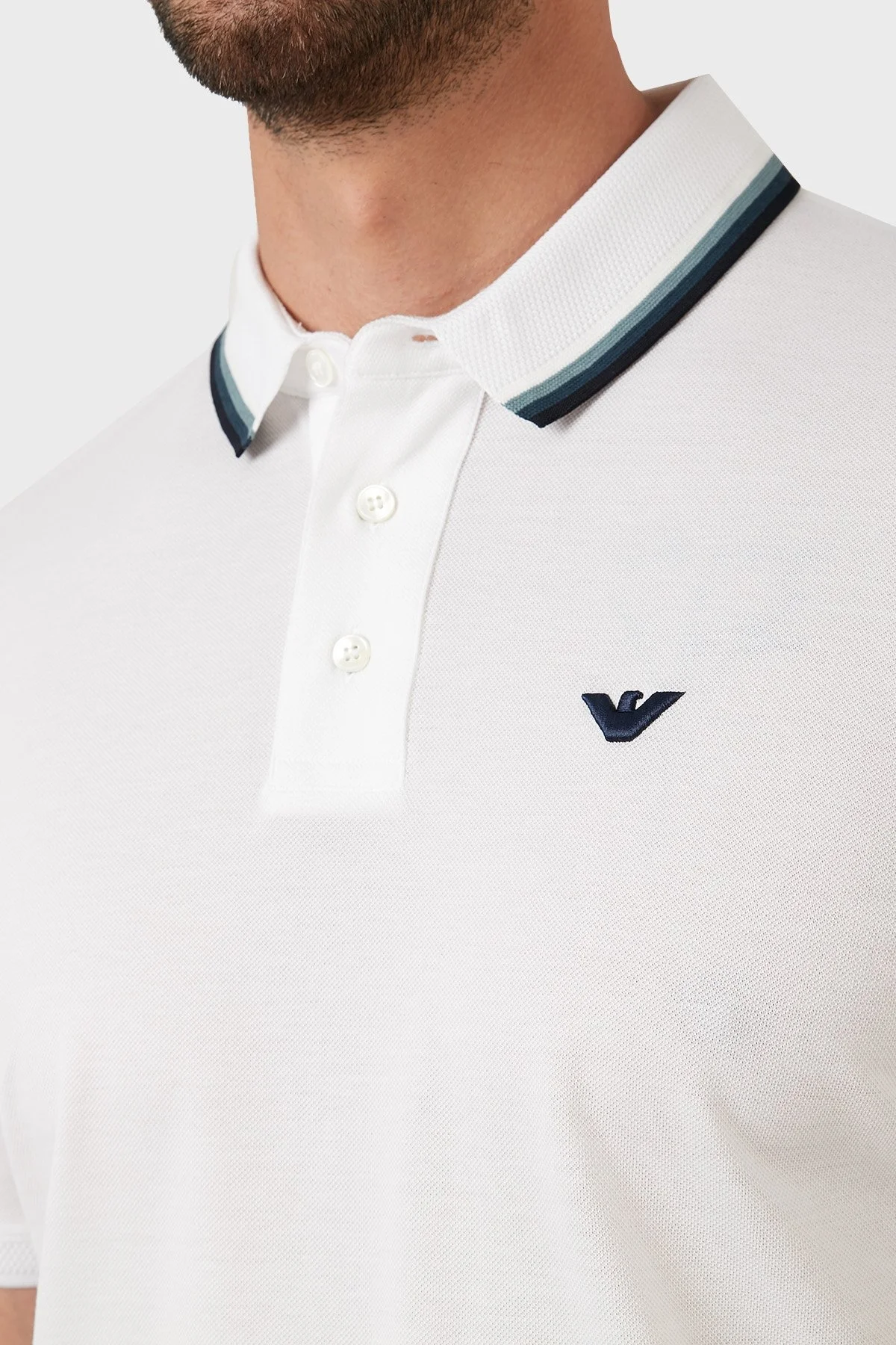 Emporio Armani Regular Fit Düğmeli % 100 Pamuk T Shirt Erkek Polo 3L1FAP 1JTKZ 0100 BEYAZ - 6