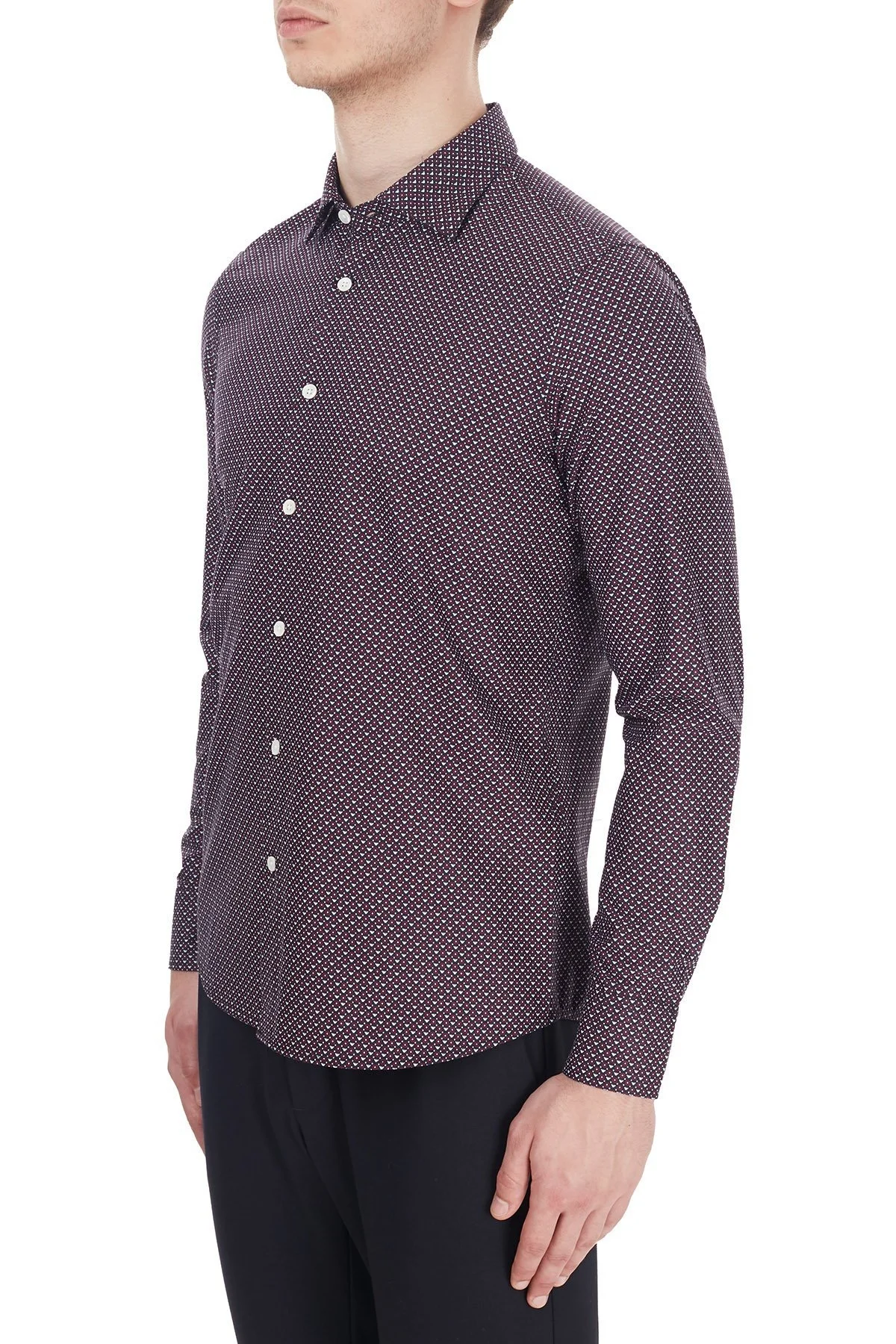 Emporio Armani Regular Fit Düz Yaka % 100 Pamuk Erkek Gömlek 6H1CP5 1NXSZ F016 BORDO - 3