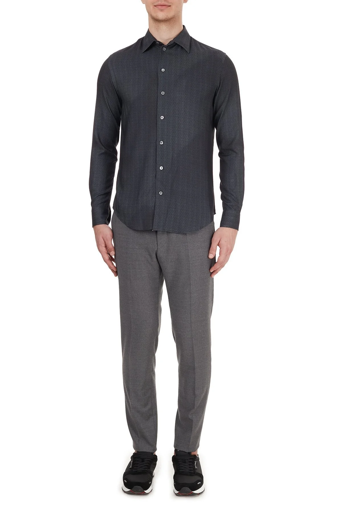 Emporio Armani Regular Fit Düz Yaka Erkek Gömlek 91SM0L 911F3 039 LACİVERT - 5