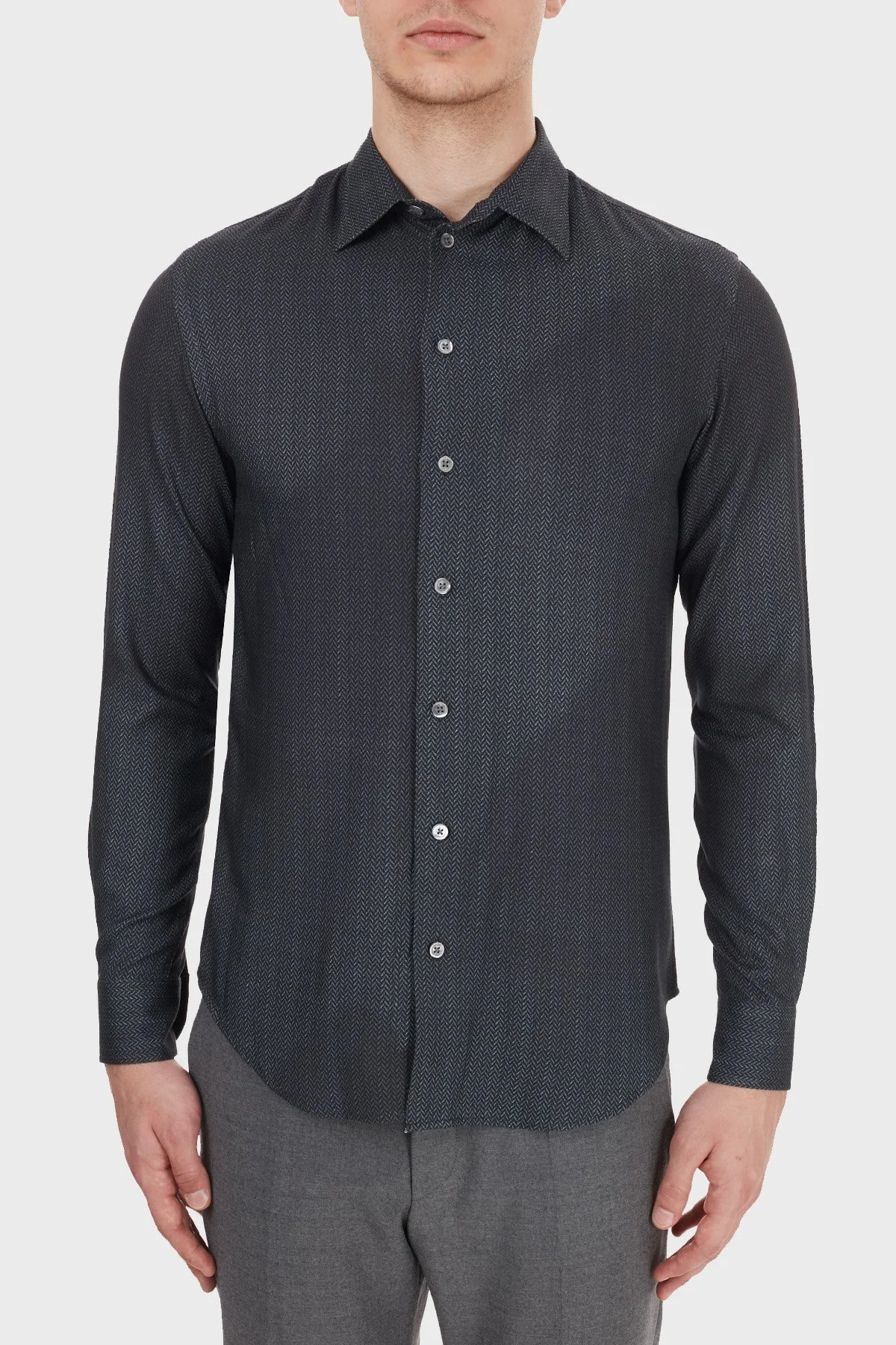 Emporio Armani Regular Fit Düz Yaka Erkek Gömlek 91SM0L 911F3 039 LACİVERT - 7