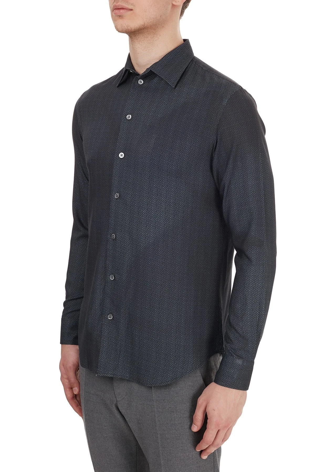 Emporio Armani Regular Fit Düz Yaka Erkek Gömlek 91SM0L 911F3 039 LACİVERT - 9