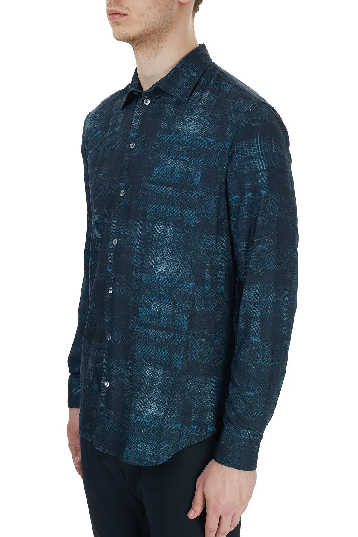 Emporio Armani Regular Fit Düz Yaka Erkek Gömlek 91SM0L 911F3 041 LACİVERT - 3