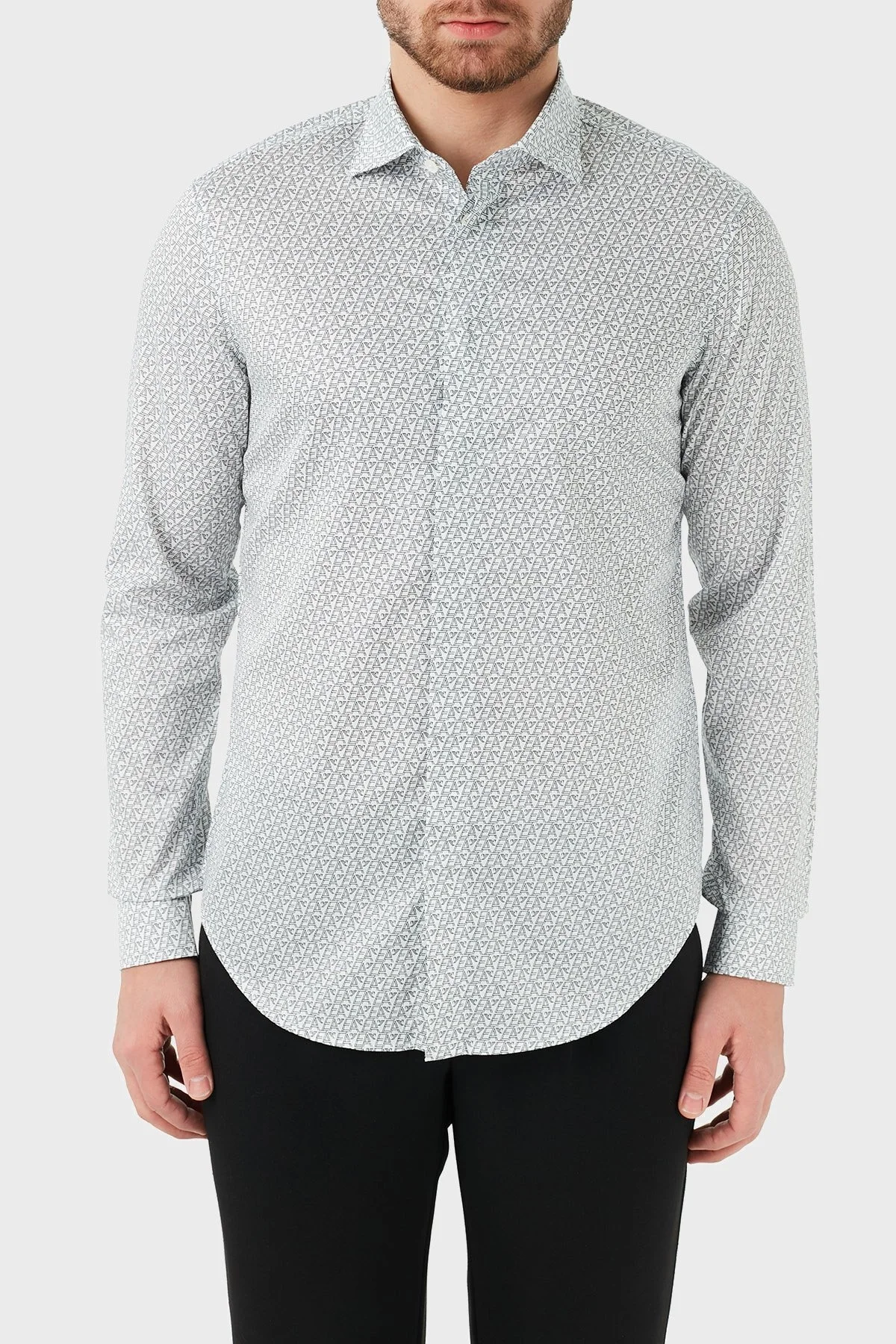 Emporio Armani Regular Fit Düz Yaka Pamuklu Erkek Gömlek 3K1CP5 1NXTZ F034 BEYAZ - 1