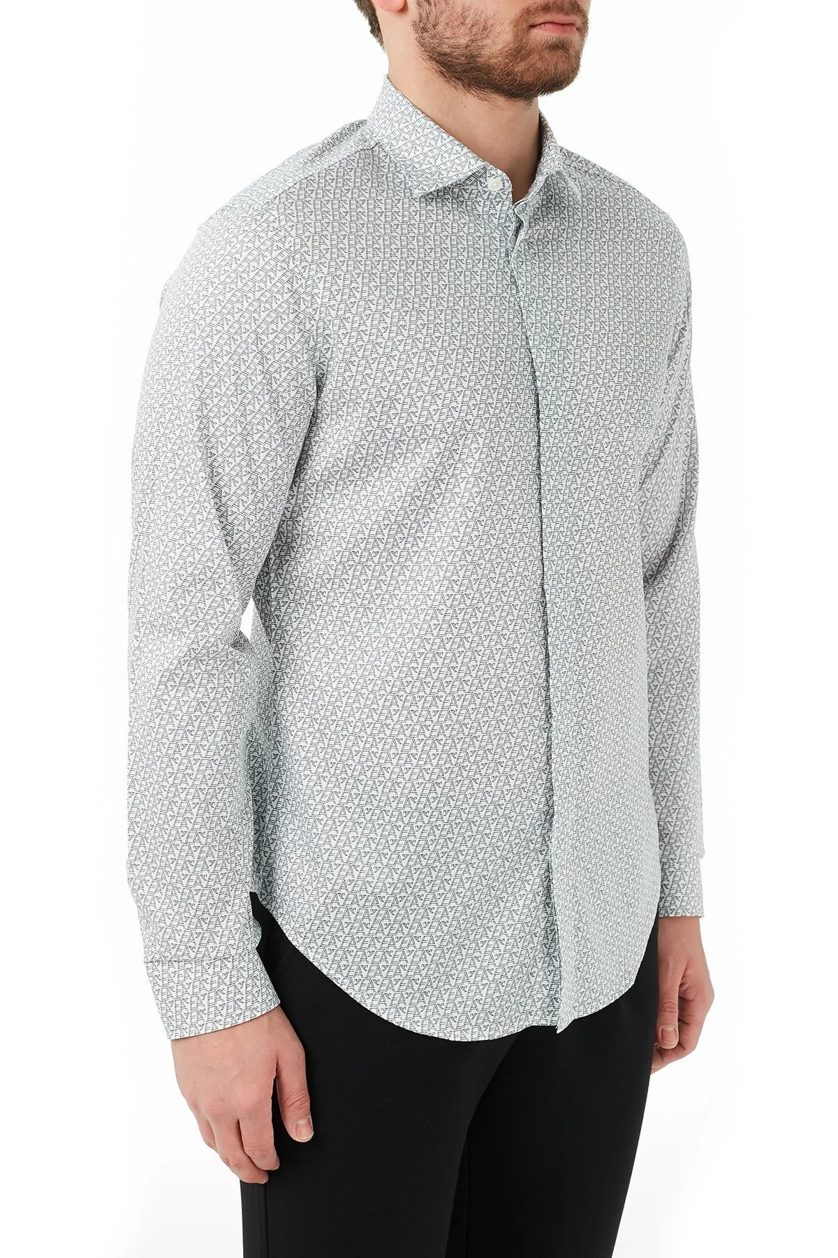 Emporio Armani Regular Fit Düz Yaka Pamuklu Erkek Gömlek 3K1CP5 1NXTZ F034 BEYAZ - 4