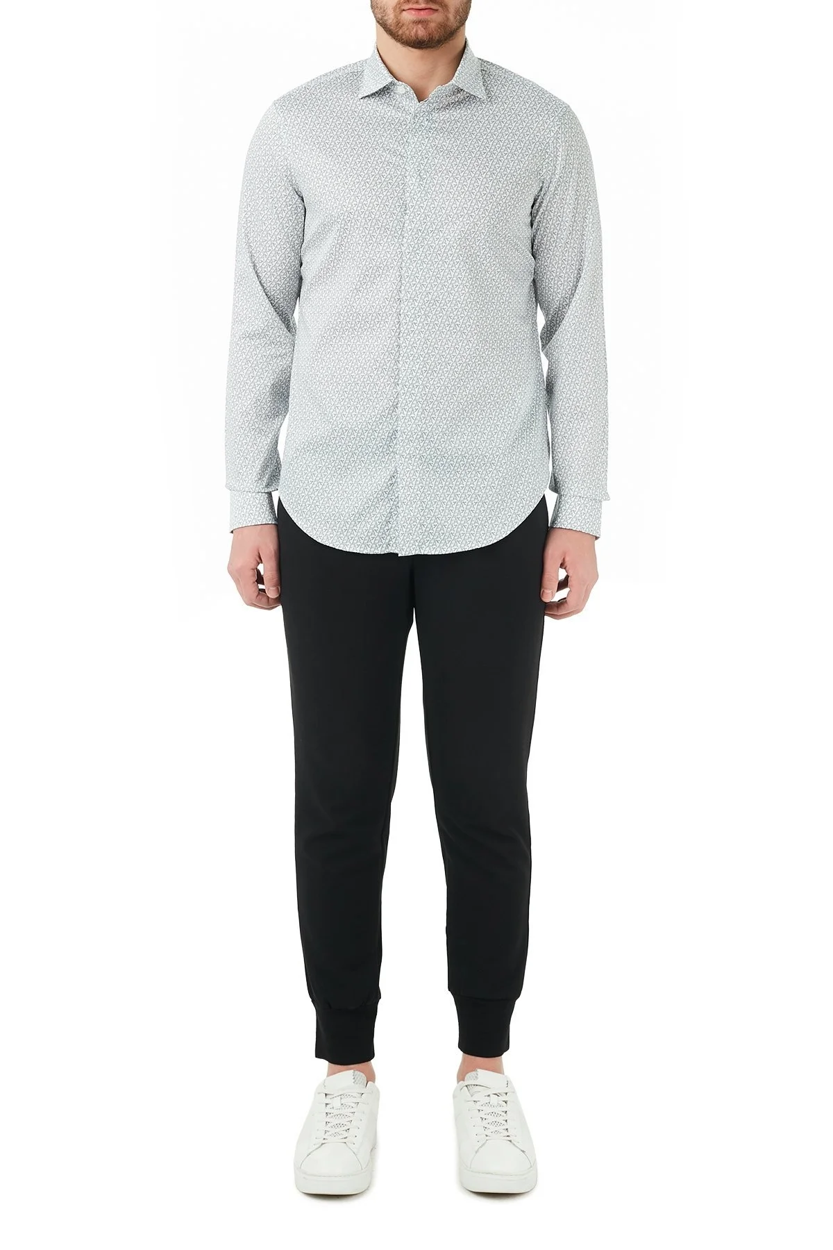 Emporio Armani Regular Fit Düz Yaka Pamuklu Erkek Gömlek 3K1CP5 1NXTZ F034 BEYAZ - 5