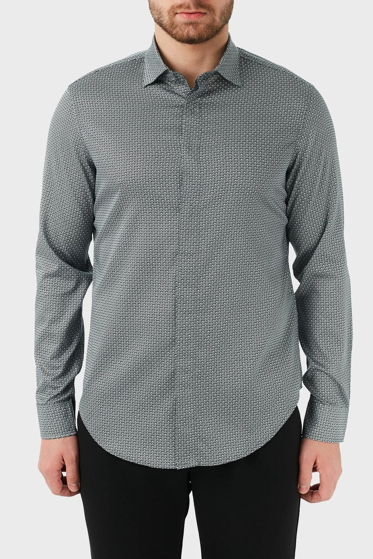 Emporio Armani Regular Fit Düz Yaka Pamuklu Erkek Gömlek 3K1CP5 1NXTZ F955 LACİVERT - 7