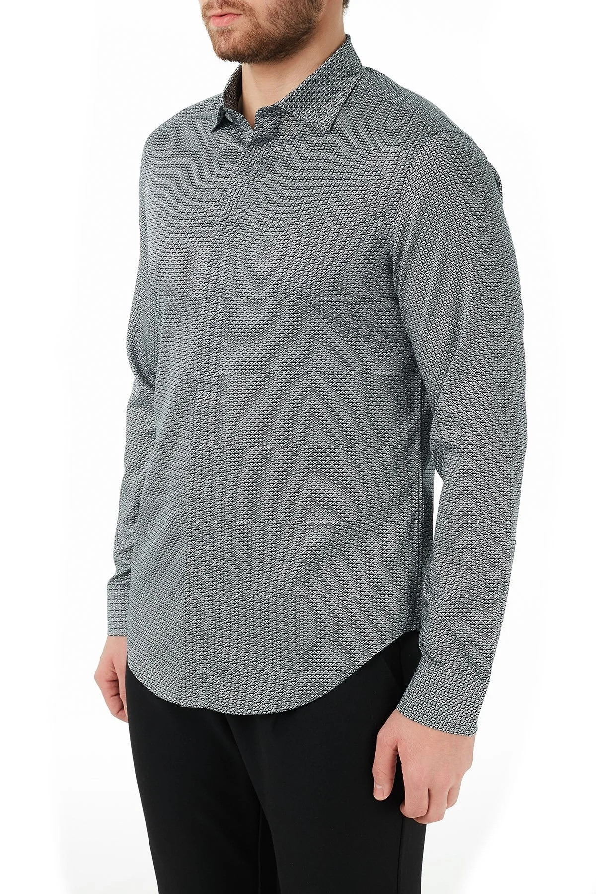 Emporio Armani Regular Fit Düz Yaka Pamuklu Erkek Gömlek 3K1CP5 1NXTZ F955 LACİVERT - 8