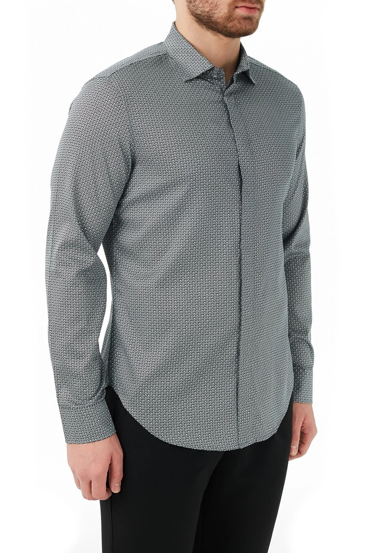 Emporio Armani Regular Fit Düz Yaka Pamuklu Erkek Gömlek 3K1CP5 1NXTZ F955 LACİVERT - 10