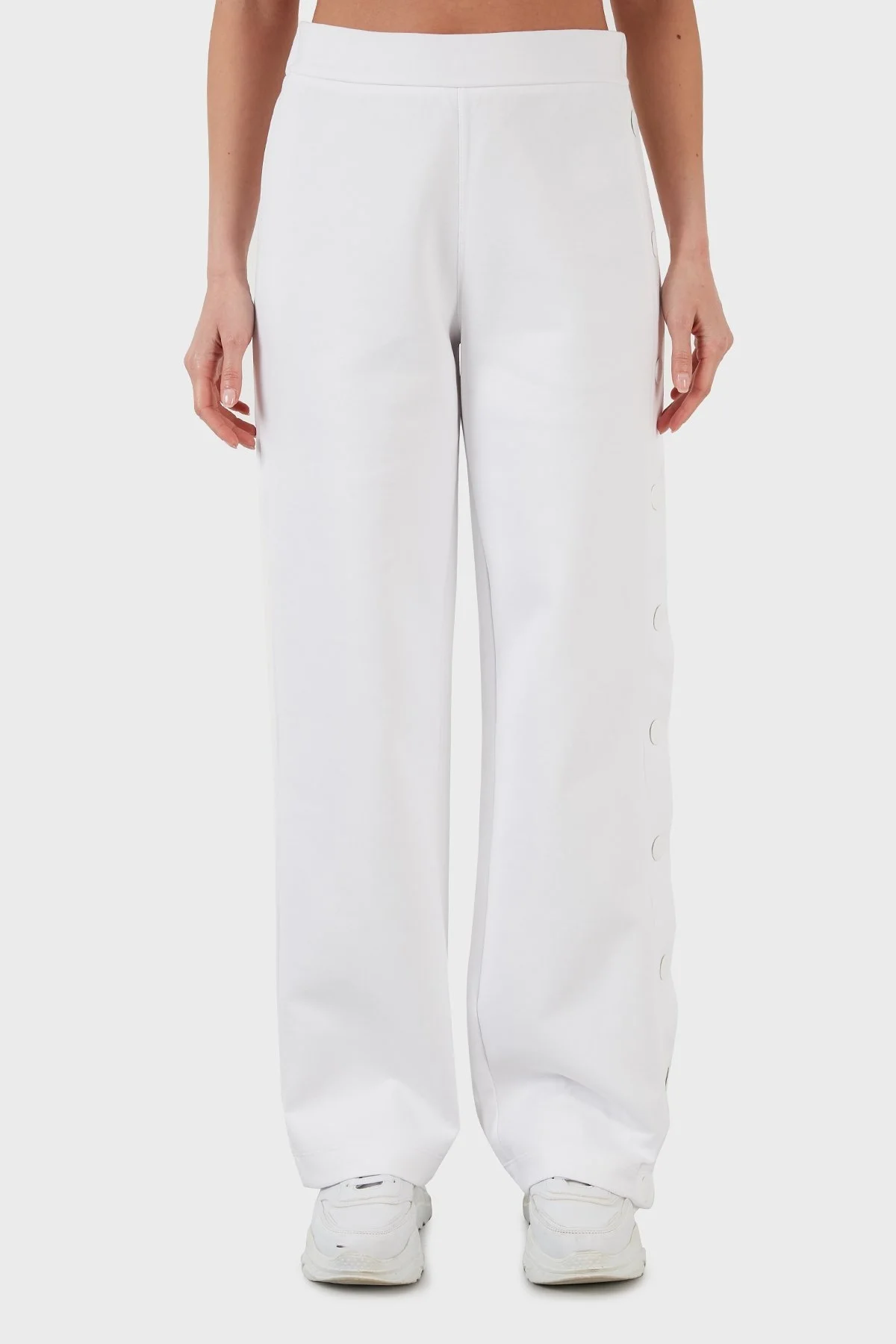 Emporio Armani Regular Fit Elastik Bel Bantlı Kapanabilir Yırtmaçlı Bayan Pantolon 3L2P6C 2JYWZ 0100 BEYAZ - 2