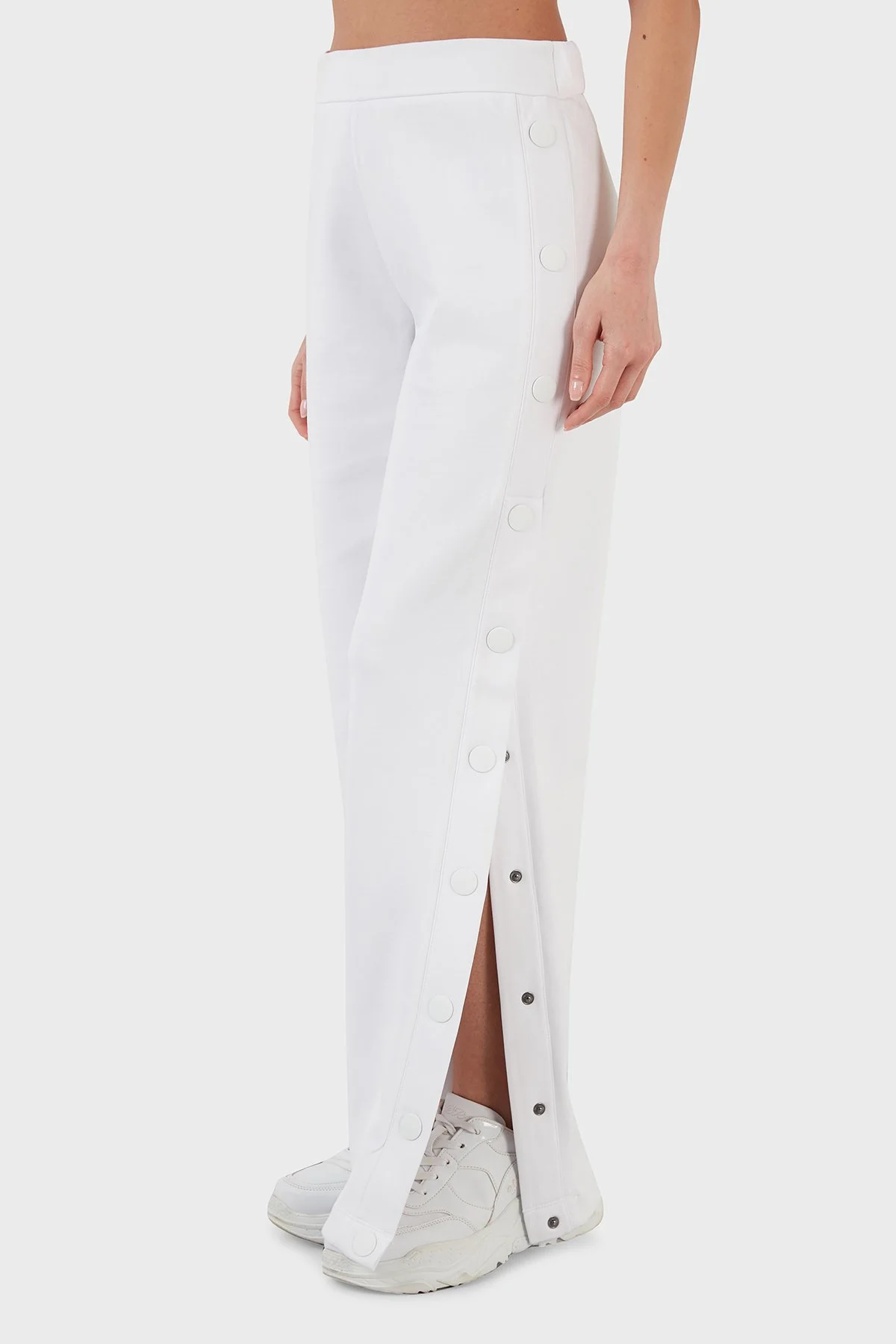 Emporio Armani Regular Fit Elastik Bel Bantlı Kapanabilir Yırtmaçlı Kadın Pantolon 3L2P6C 2JYWZ 0100 BEYAZ - 3