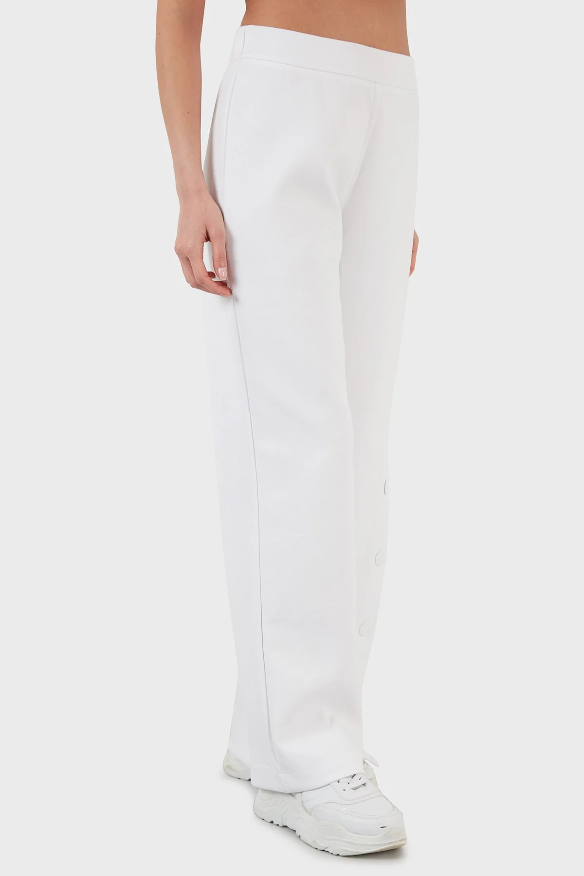 Emporio Armani Regular Fit Elastik Bel Bantlı Kapanabilir Yırtmaçlı Kadın Pantolon 3L2P6C 2JYWZ 0100 BEYAZ - 4