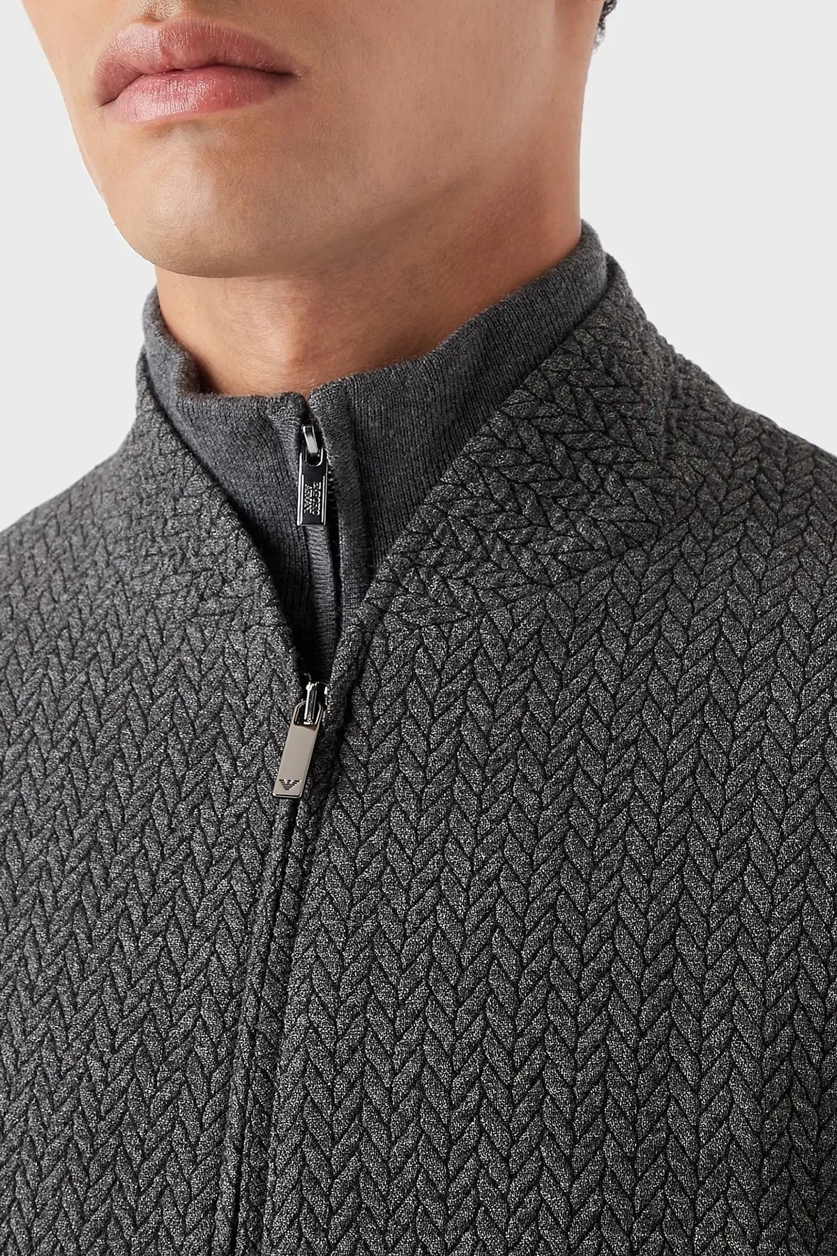 Emporio Armani Regular Fit Fermuarlı Dik Yaka Yünlü Erkek Ceket H31G41 C1404 632 GRİ - 3