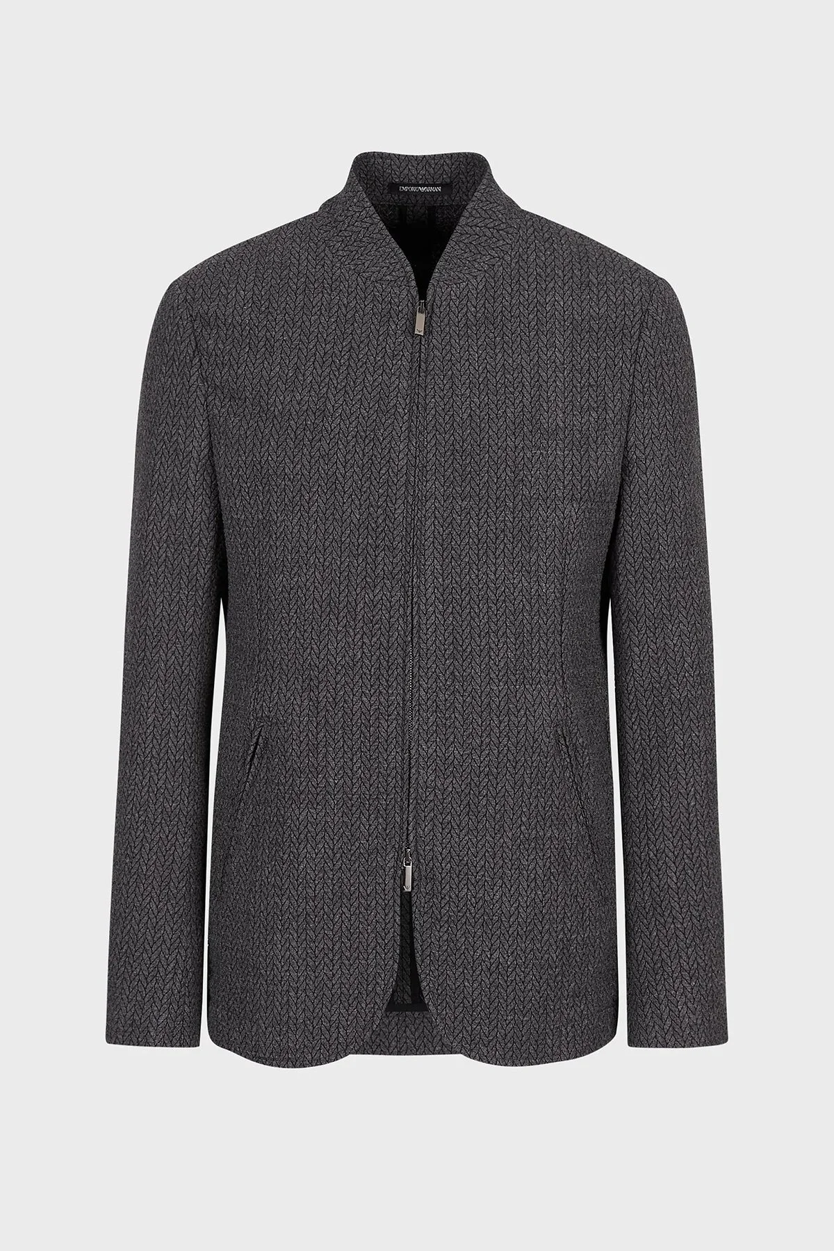 Emporio Armani Regular Fit Fermuarlı Dik Yaka Yünlü Erkek Ceket H31G41 C1404 632 GRİ - 4