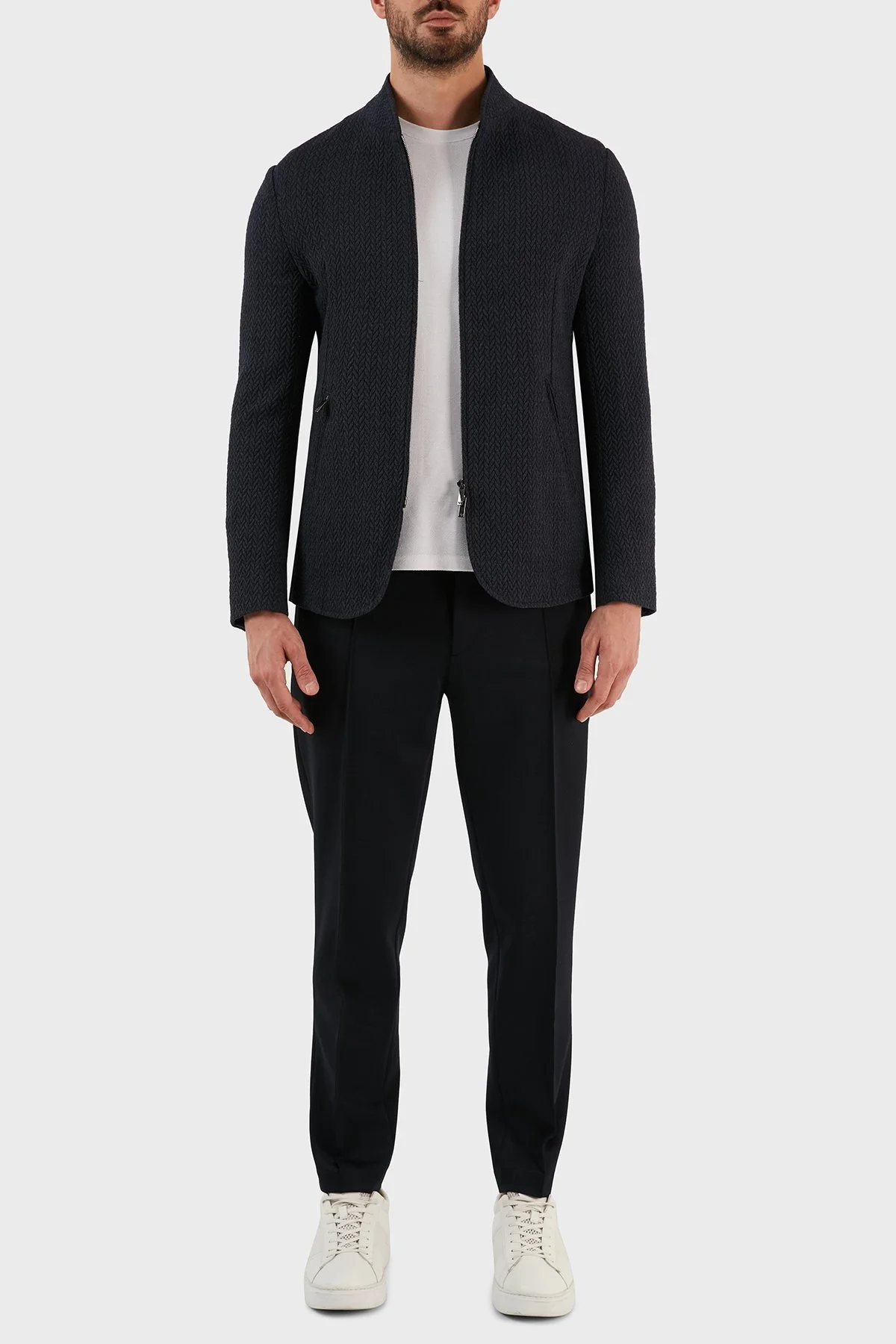 Emporio Armani Regular Fit Fermuarlı Dik Yaka Yünlü Erkek Ceket H31G41 C1404 921 LACİVERT - 4