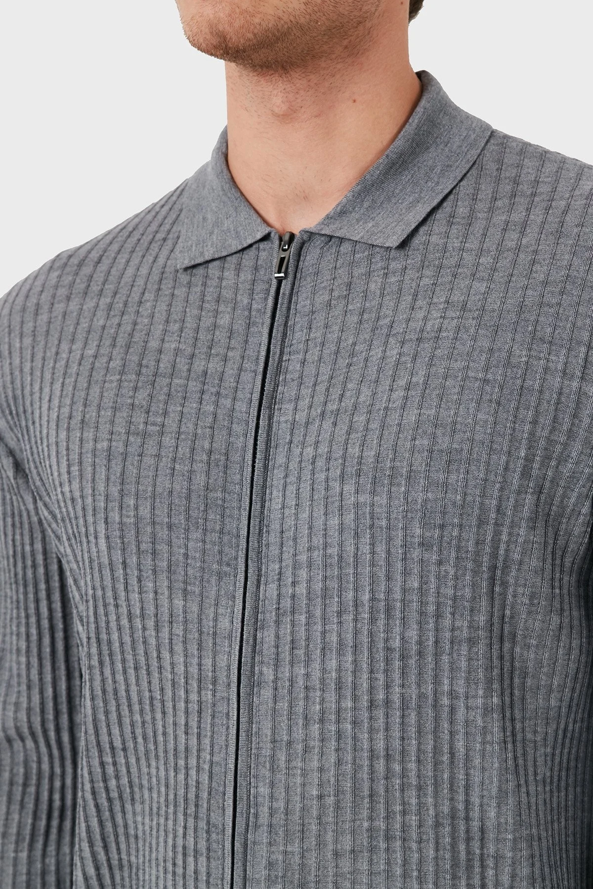 Emporio Armani Regular Fit Fermuarlı Erkek Hırka EM000265 AF10460 O8003 GRİ - 6