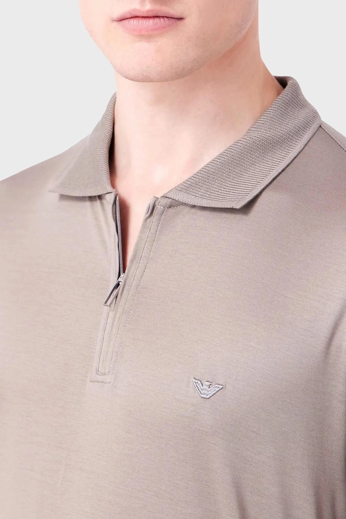 Emporio Armani Regular Fit Fermuarlı Erkek Polo Yaka Sweat 6R1F85 1JUVZ 0643 TAŞ - 6