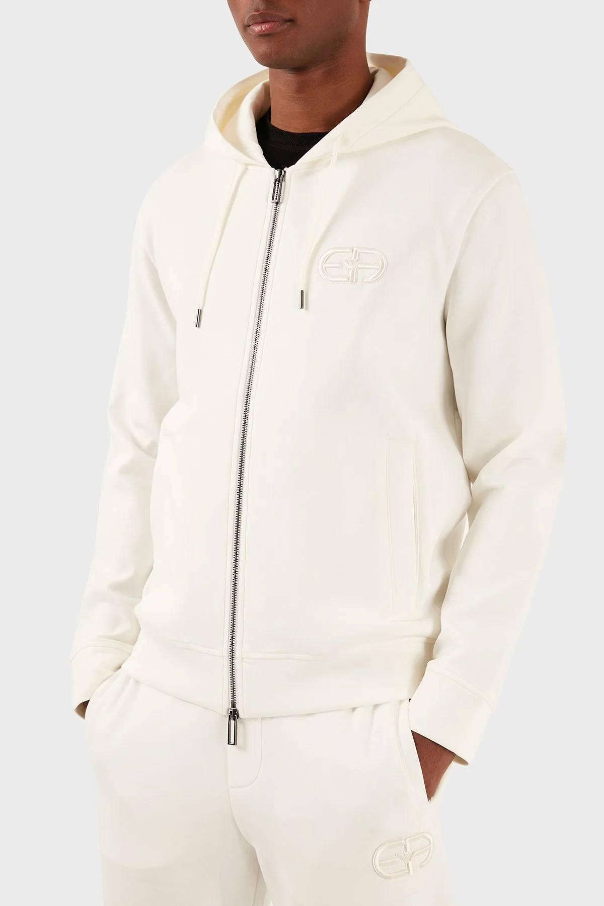 Emporio Armani Regular Fit Fermuarlı Kapüşonlu Erkek Sweat 8N1ML6 1JHSZ 0101 BEYAZ - 11