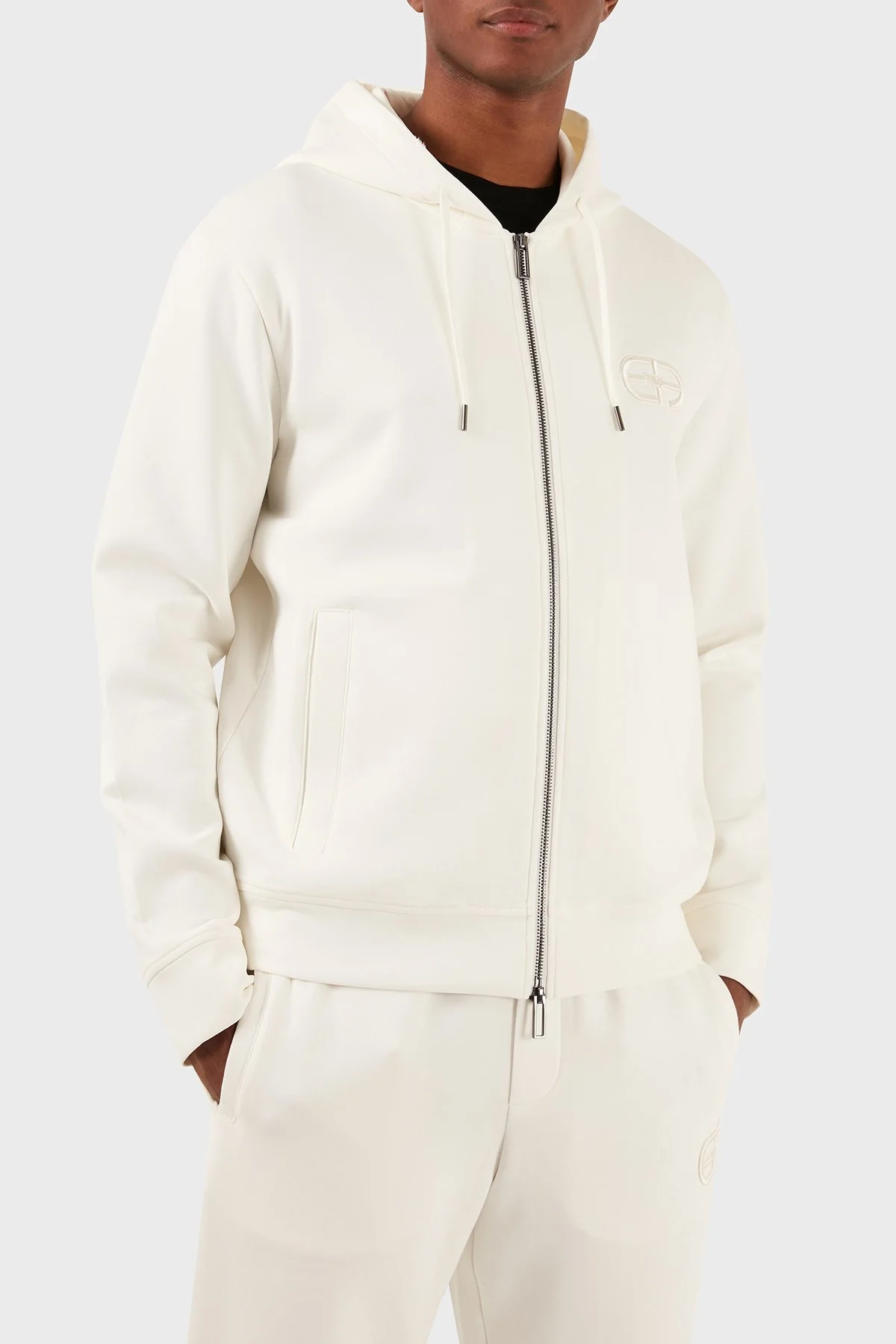 Emporio Armani Regular Fit Fermuarlı Kapüşonlu Erkek Sweat 8N1ML6 1JHSZ 0101 BEYAZ - 12