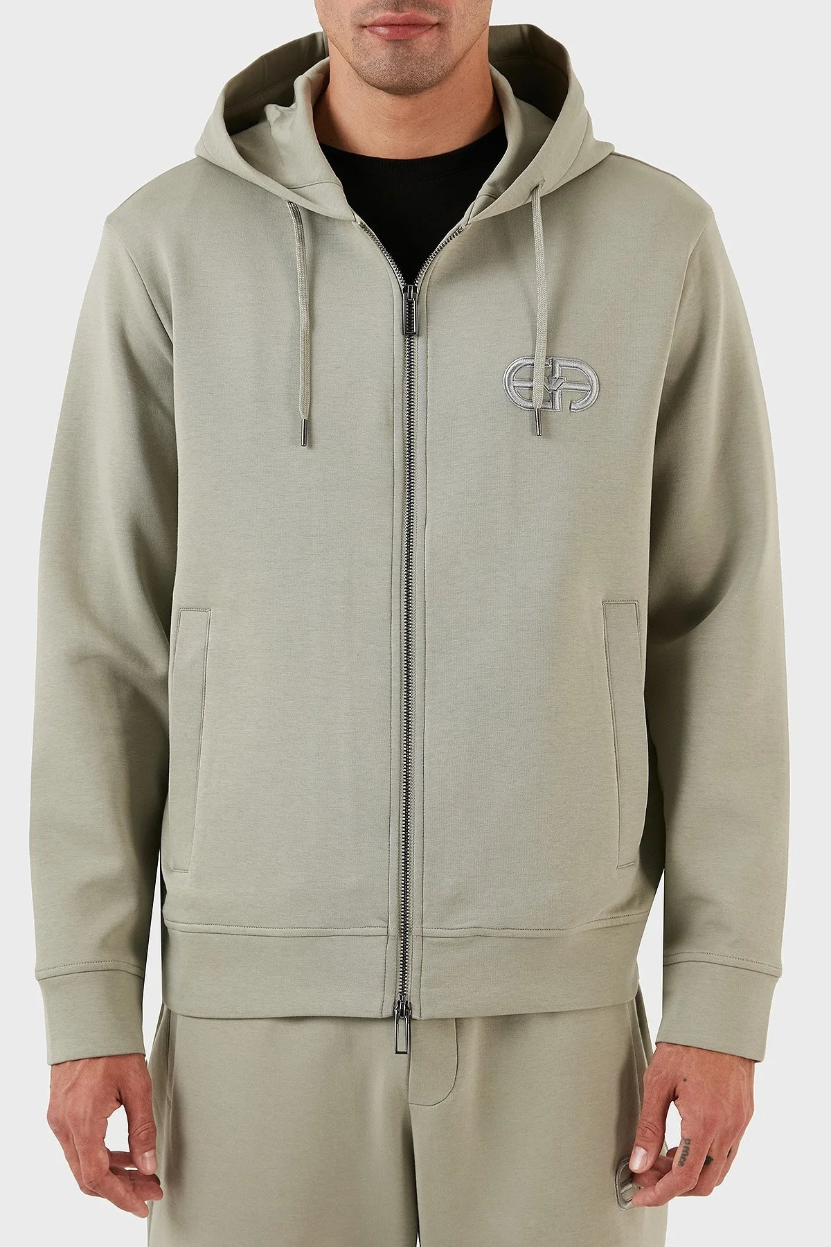 Emporio Armani Regular Fit Fermuarlı Kapüşonlu Erkek Sweat 8N1ML6 1JHSZ 0606 AÇIK YEŞİL - 1