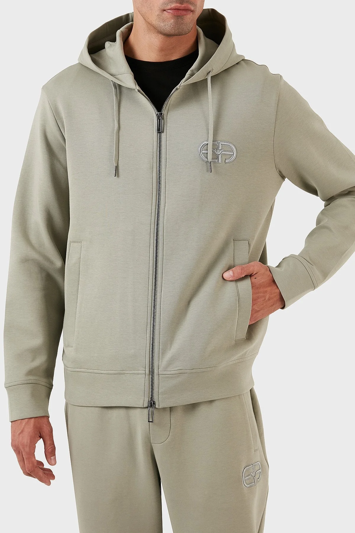 Emporio Armani Regular Fit Fermuarlı Kapüşonlu Erkek Sweat 8N1ML6 1JHSZ 0606 AÇIK YEŞİL - 3