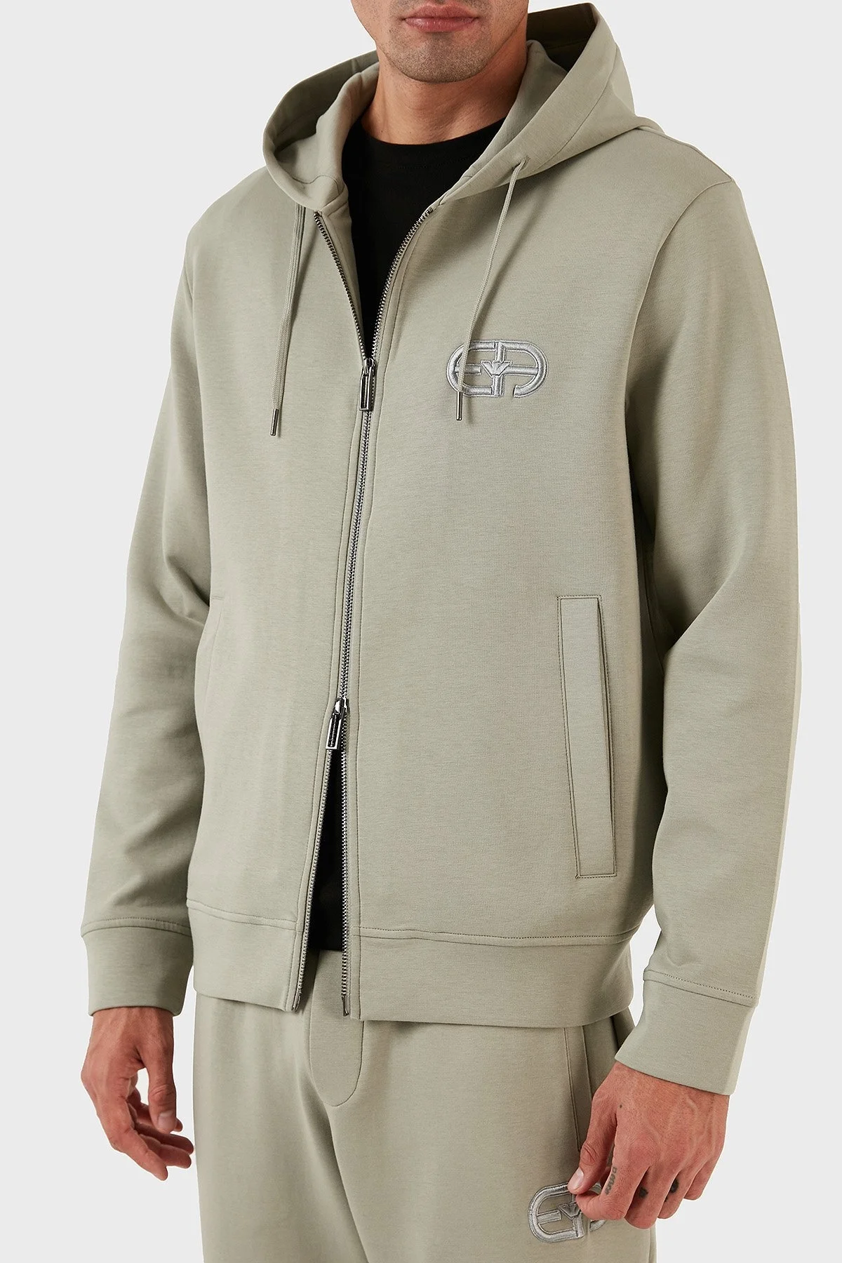 Emporio Armani Regular Fit Fermuarlı Kapüşonlu Erkek Sweat 8N1ML6 1JHSZ 0606 AÇIK YEŞİL - 5