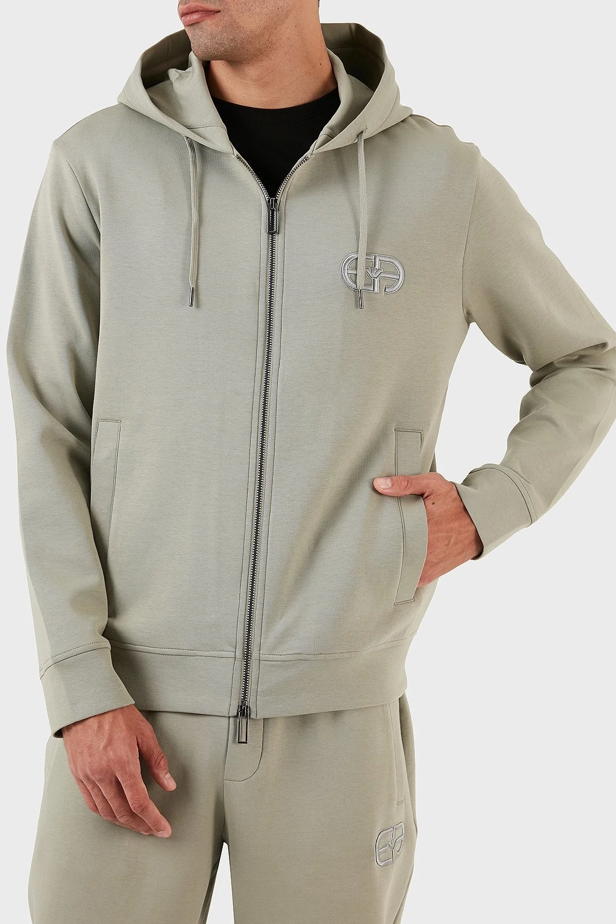Emporio Armani Regular Fit Fermuarlı Kapüşonlu Erkek Sweat 8N1ML6 1JHSZ 0606 AÇIK YEŞİL - 6