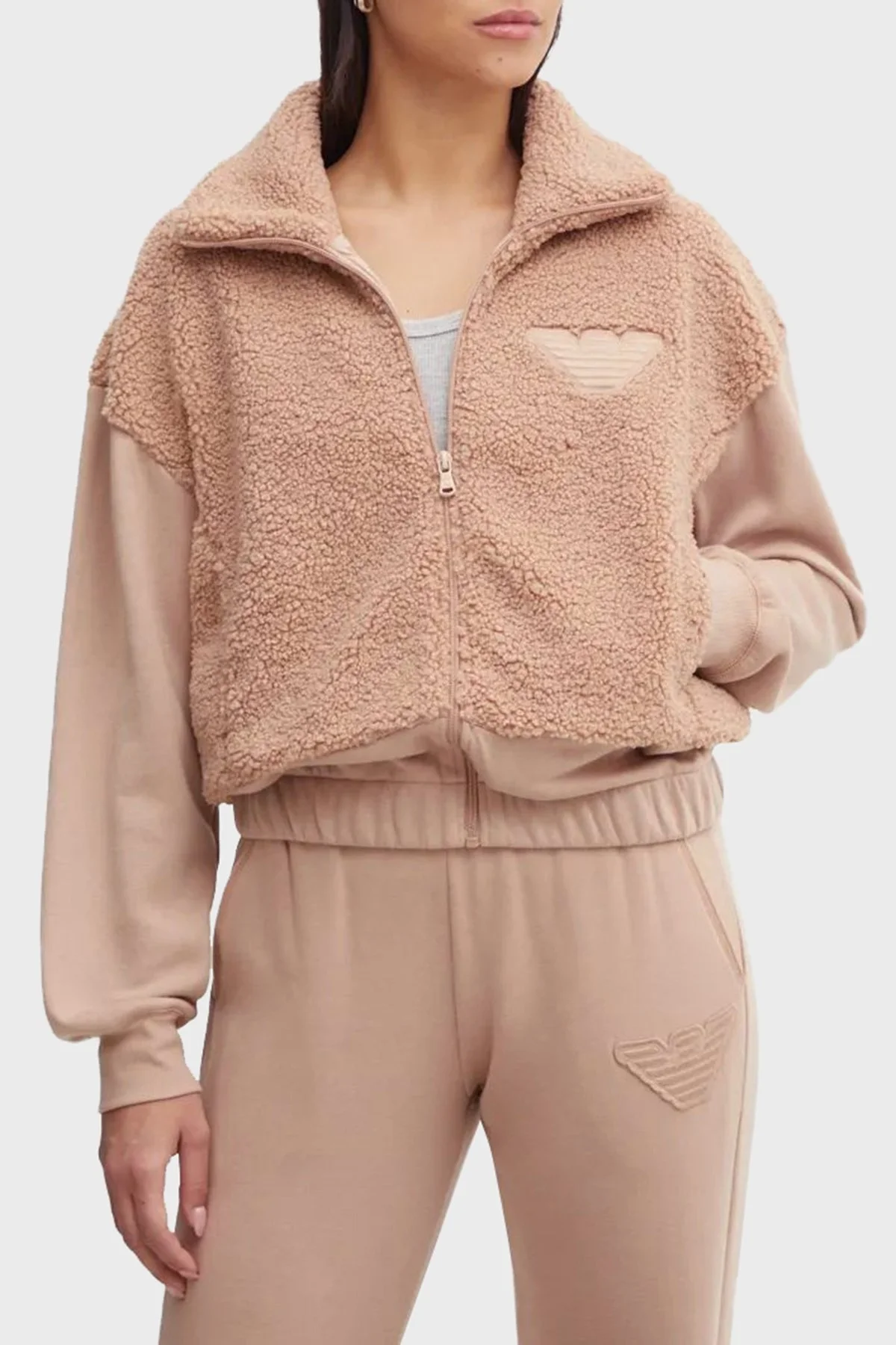 Emporio Armani Regular Fit Fermuarlı Teddy Polar Bayan Sweat 1649074 F2561 6355 BEJ - 1