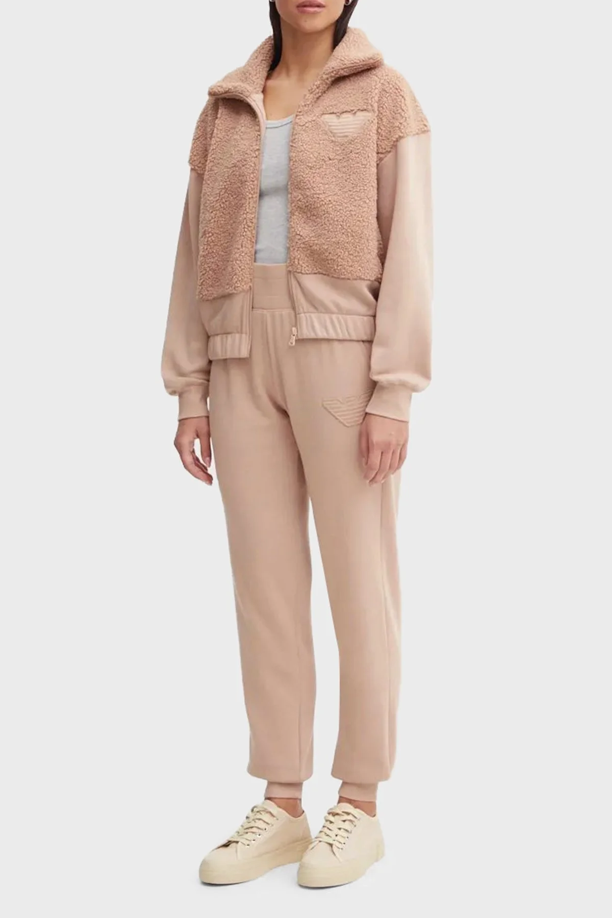 Emporio Armani Regular Fit Fermuarlı Teddy Polar Bayan Sweat 1649074 F2561 6355 BEJ - 3