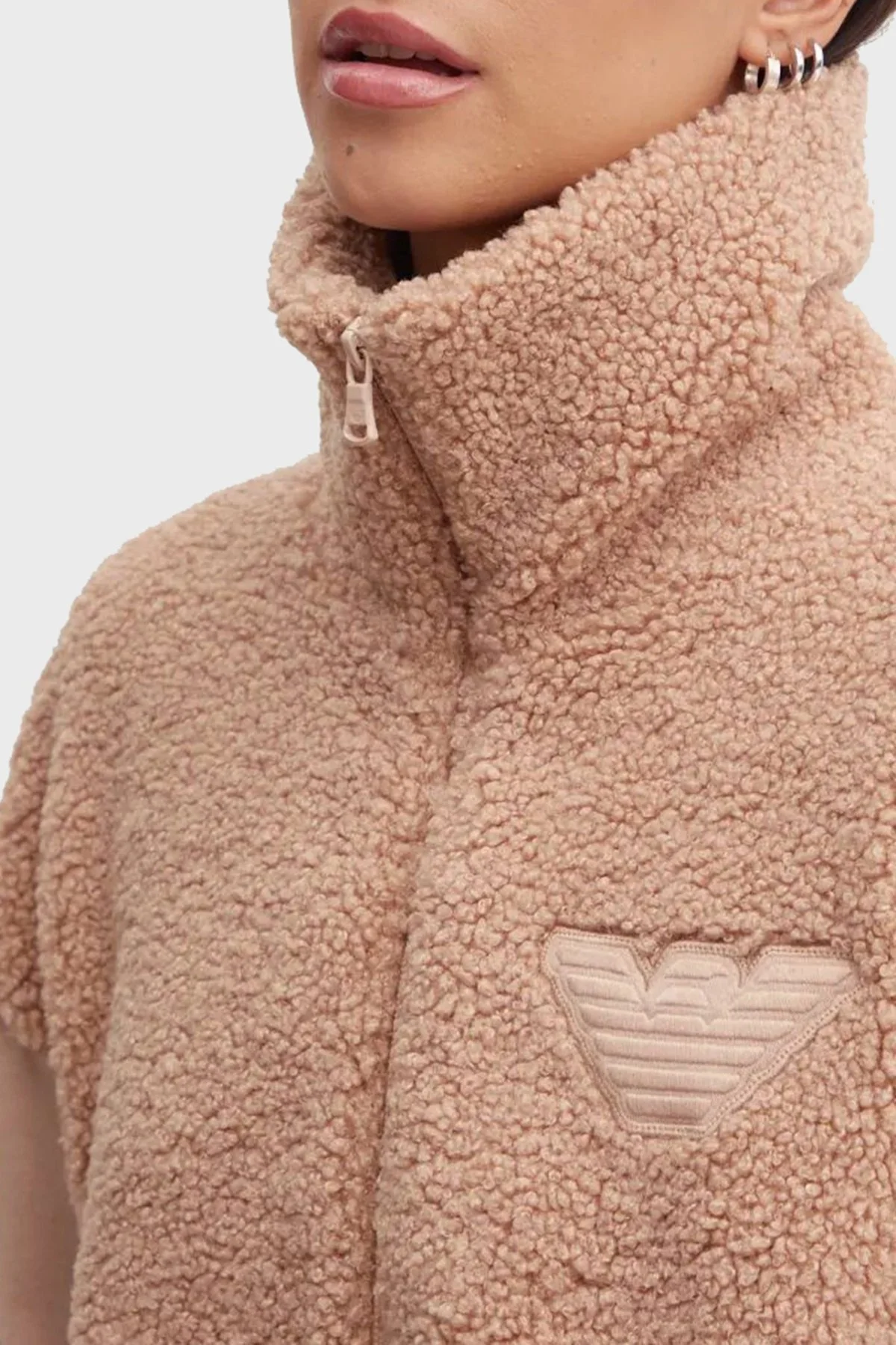 Emporio Armani Regular Fit Fermuarlı Teddy Polar Bayan Sweat 1649074 F2561 6355 BEJ - 4
