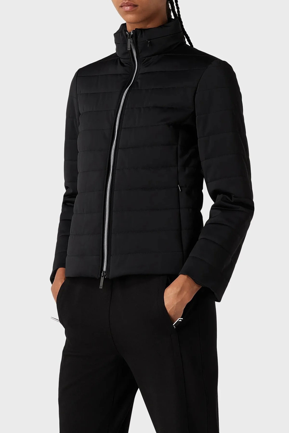 Emporio Armani Regular Fit Gizli Kapüşonlu Hafif Şişme Bayan Mont 6R2B96 2NFMZ 0999 SİYAH - 1