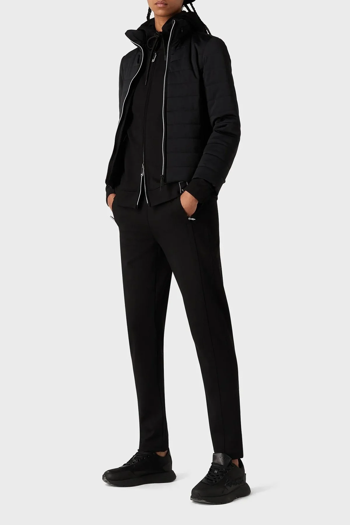 Emporio Armani Regular Fit Gizli Kapüşonlu Hafif Şişme Bayan Mont 6R2B96 2NFMZ 0999 SİYAH - 3