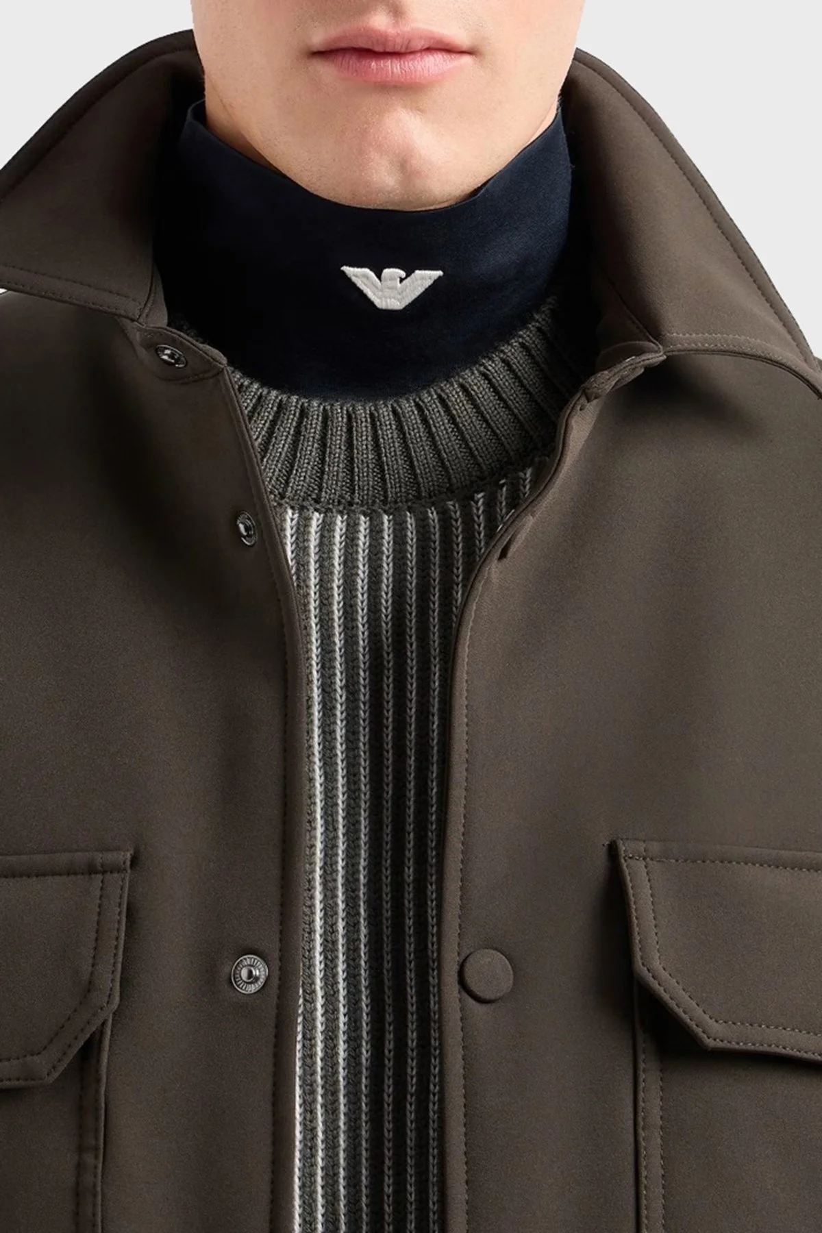 Emporio Armani Regular Fit Gömlek Yaka Çıtçıt Düğmeli Erkek Ceket 6D1CN0 1NUBZ 05A6 HAKİ - 4