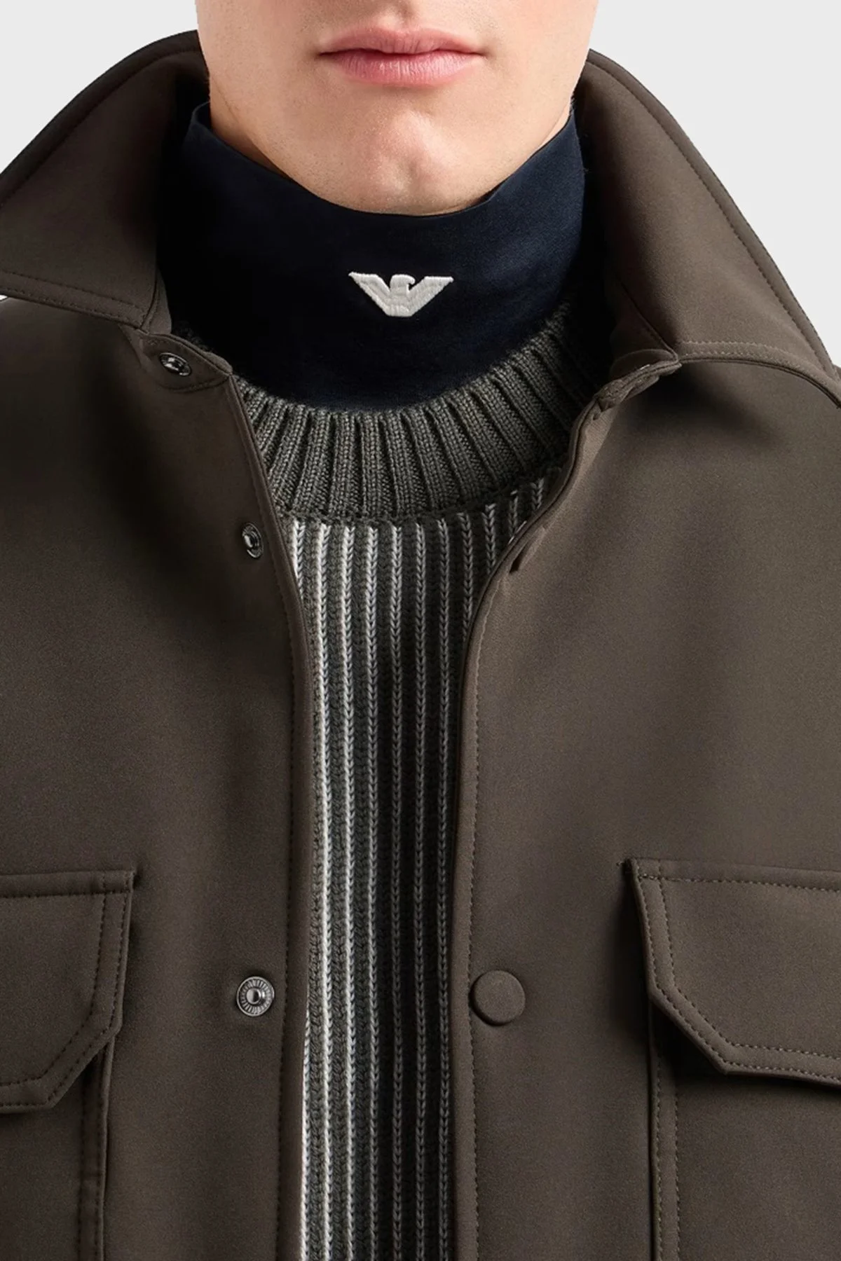 Emporio Armani Regular Fit Gömlek Yaka Çıtçıt Düğmeli Erkek Ceket 6D1CN0 1NUBZ 05A6 HAKİ - 4