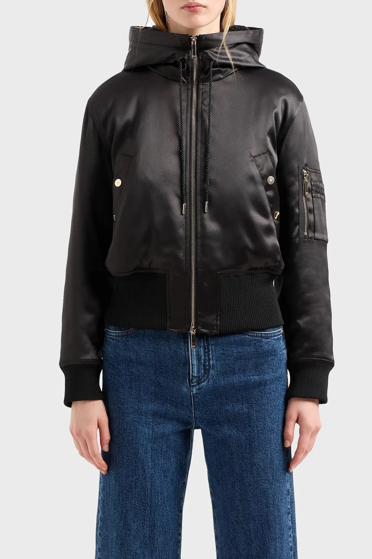 Emporio Armani Regular Fit Kapüşonlu Bomber Bayan Mont EW000003 AF10004 UC001 SİYAH - 1