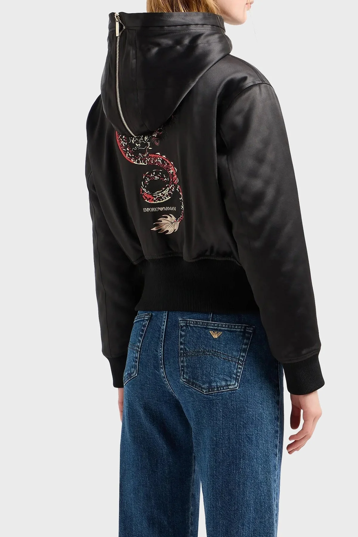 Emporio Armani Regular Fit Kapüşonlu Bomber Bayan Mont EW000003 AF10004 UC001 SİYAH - 2