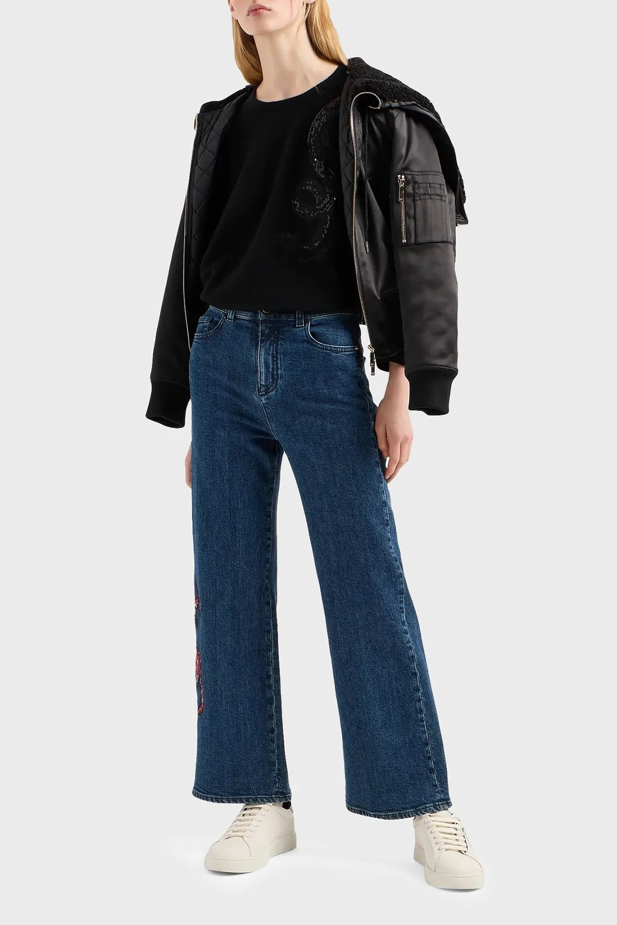 Emporio Armani Regular Fit Kapüşonlu Bomber Bayan Mont EW000003 AF10004 UC001 SİYAH - 3
