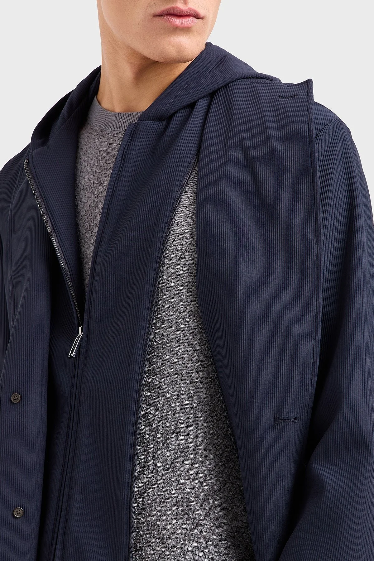 Emporio Armani Regular Fit Kapüşonlu Çıkarılabilir İç Panelli Erkek Ceket EM001506 AF14076 UB118 LACİVERT - 4