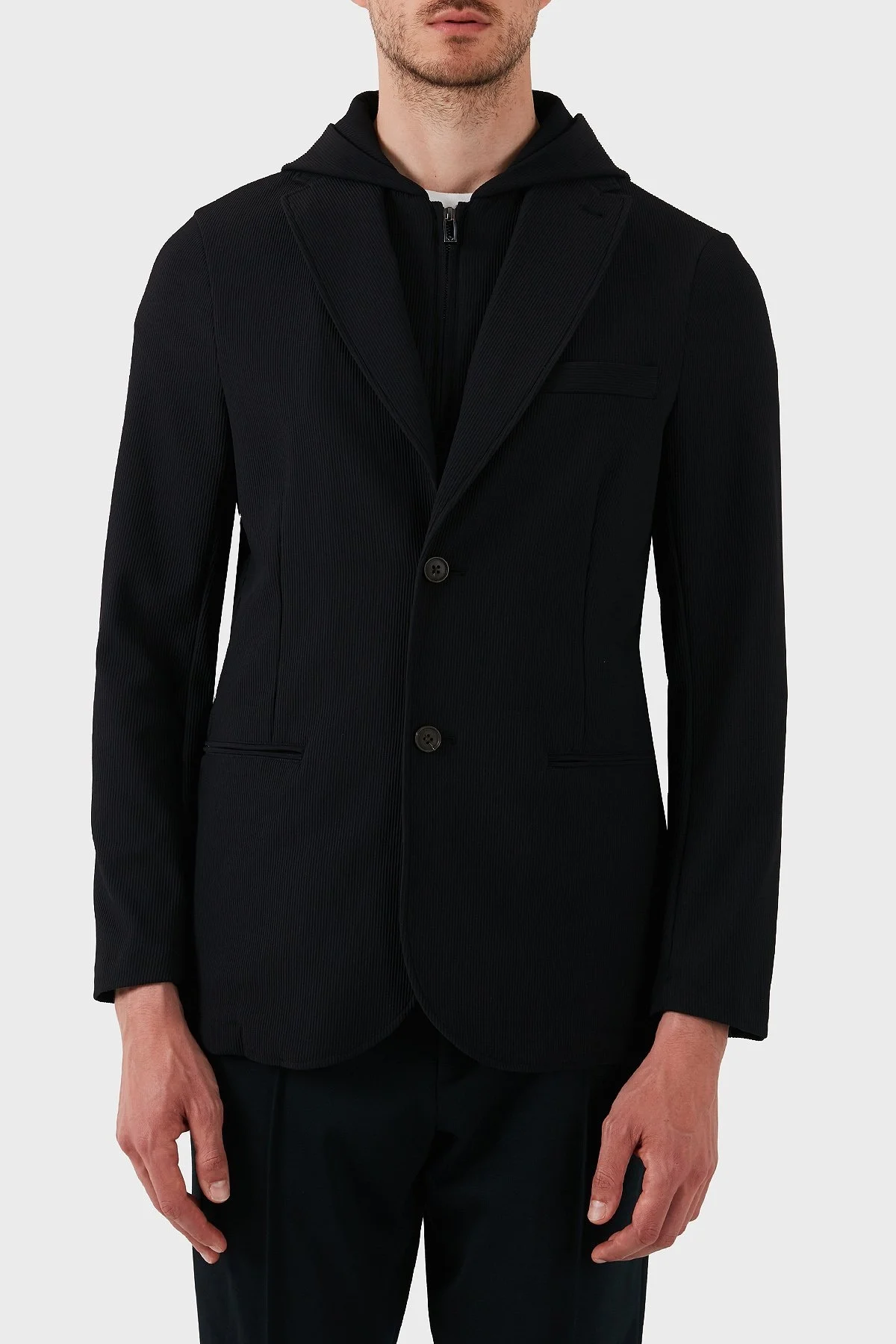 Emporio Armani Regular Fit Kapüşonlu Çıkarılabilir İç Panelli Erkek Ceket EM001506 AF14076 UC001 SİYAH - 5