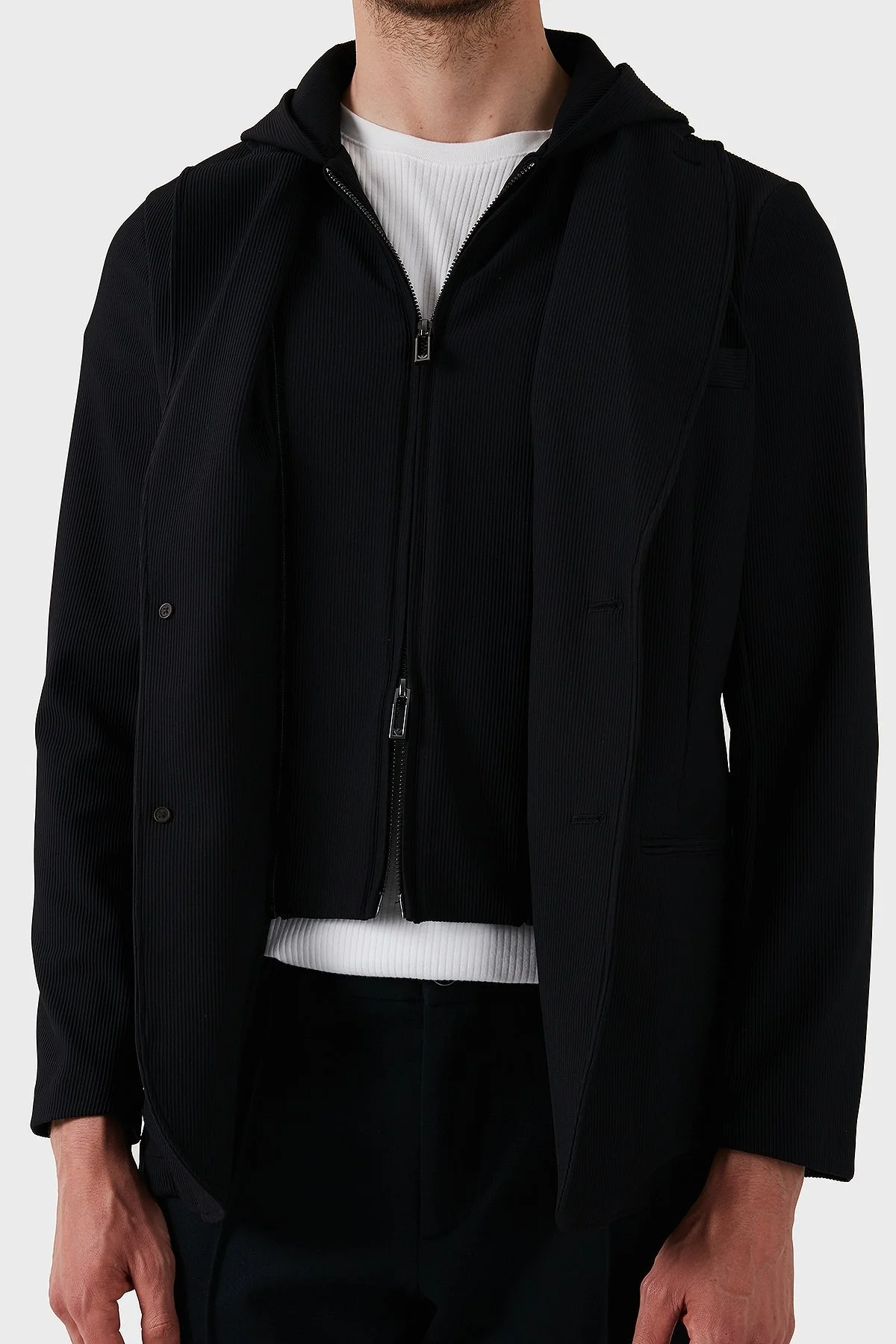 Emporio Armani Regular Fit Kapüşonlu Çıkarılabilir İç Panelli Erkek Ceket EM001506 AF14076 UC001 SİYAH - 8